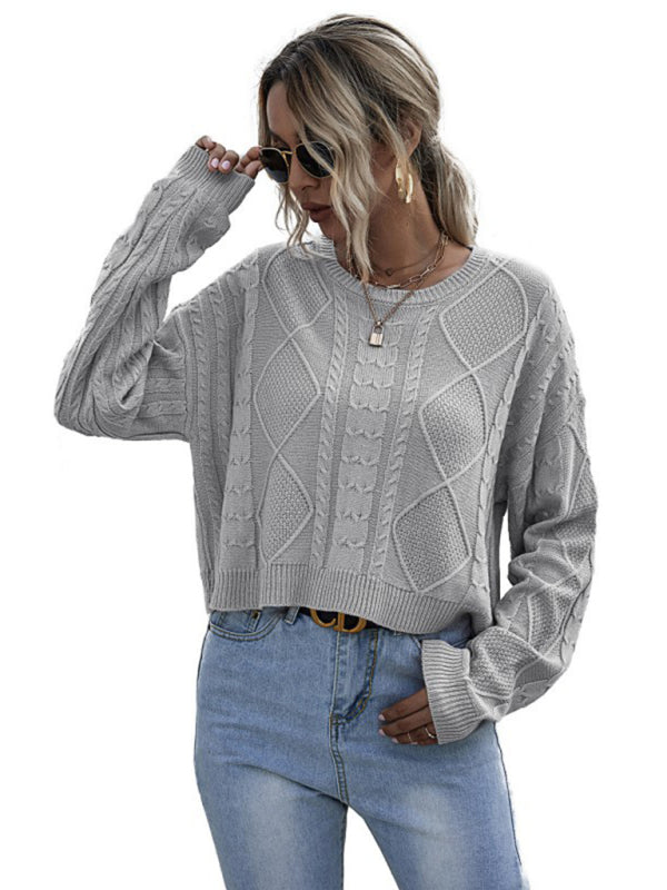 New loose long sleeve thin twist solid color sweater