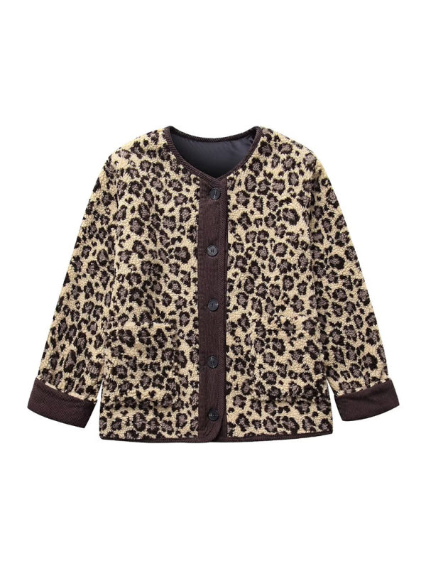 Women's new leopard print casual loose long-sleeved coat jacket