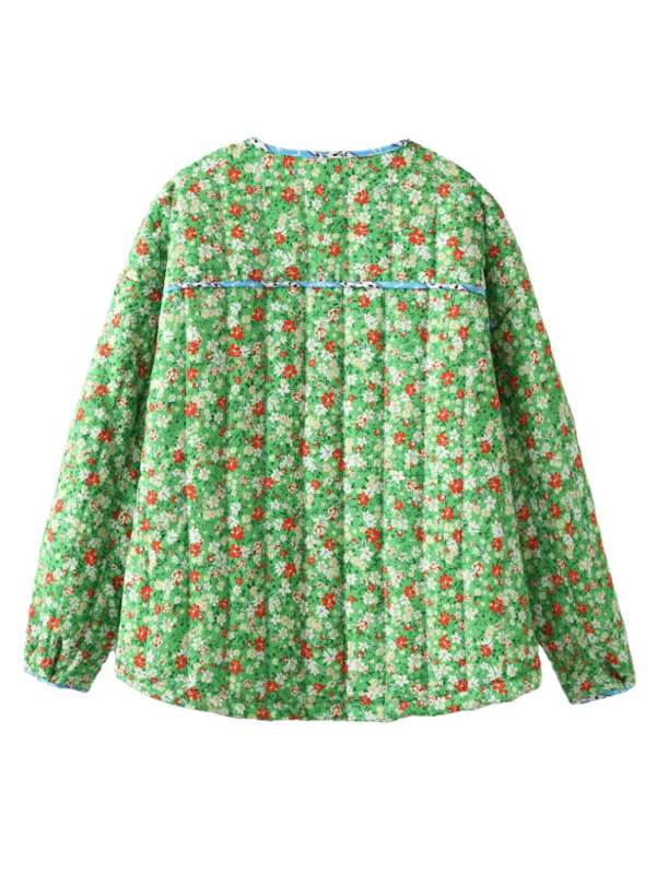 Floral Print Wrap Cotton Jacket