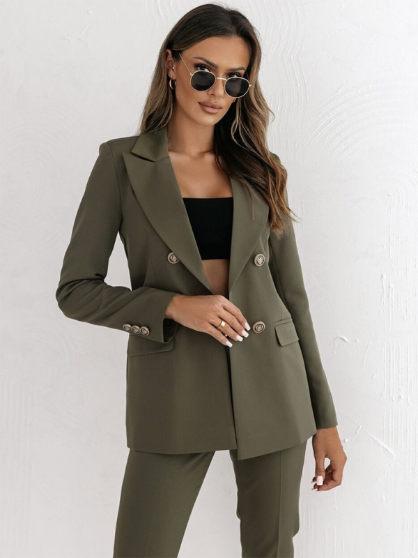 New double-breasted solid color fashion blazer