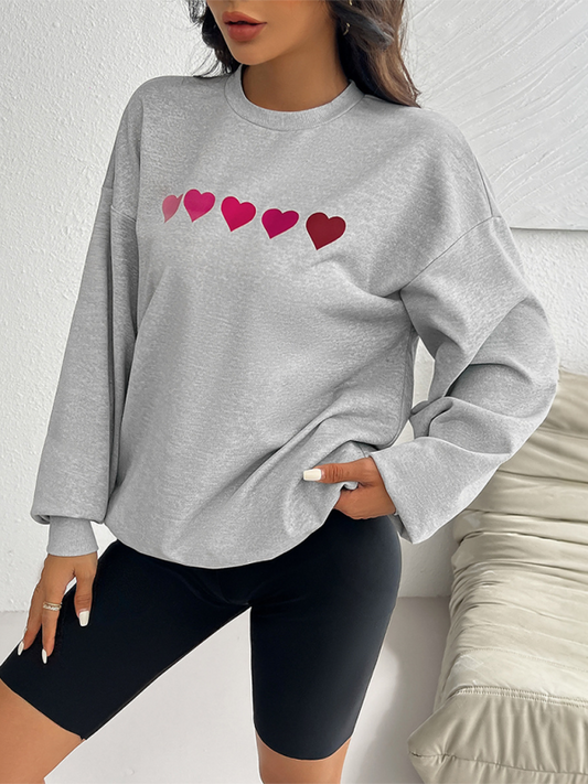 Valentine's Day Love Print Casual Loose Long Sleeve Sweatshirt