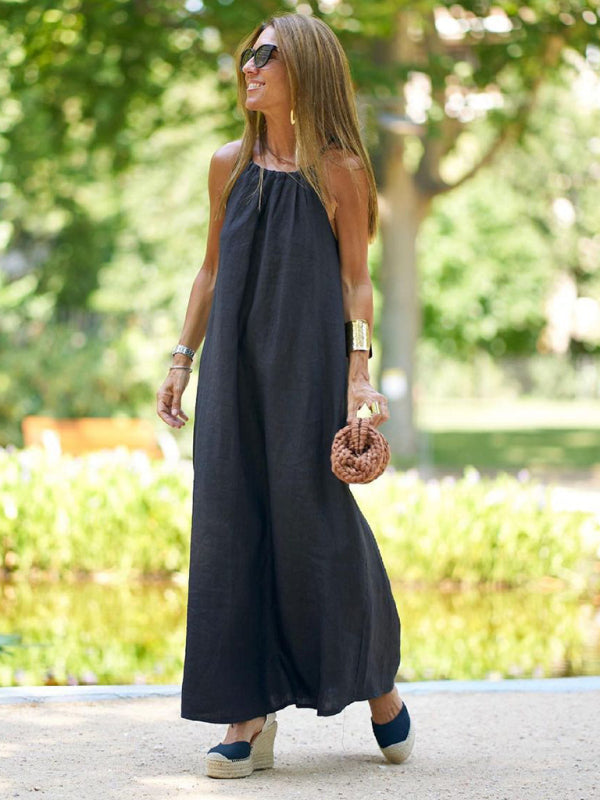 Halter neck slit casual resort dress