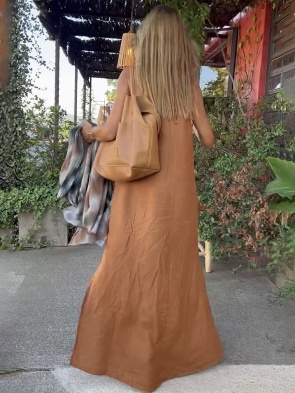 Halter neck slit casual resort dress