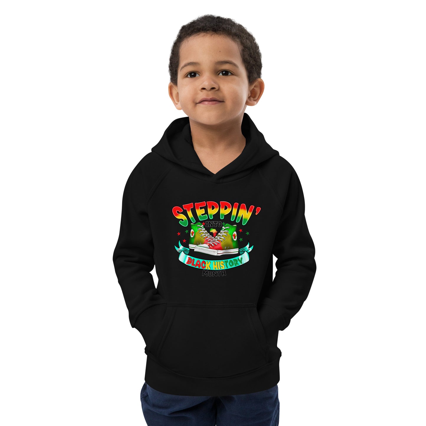 Kids eco hoodie - Steppin Into Black History Month