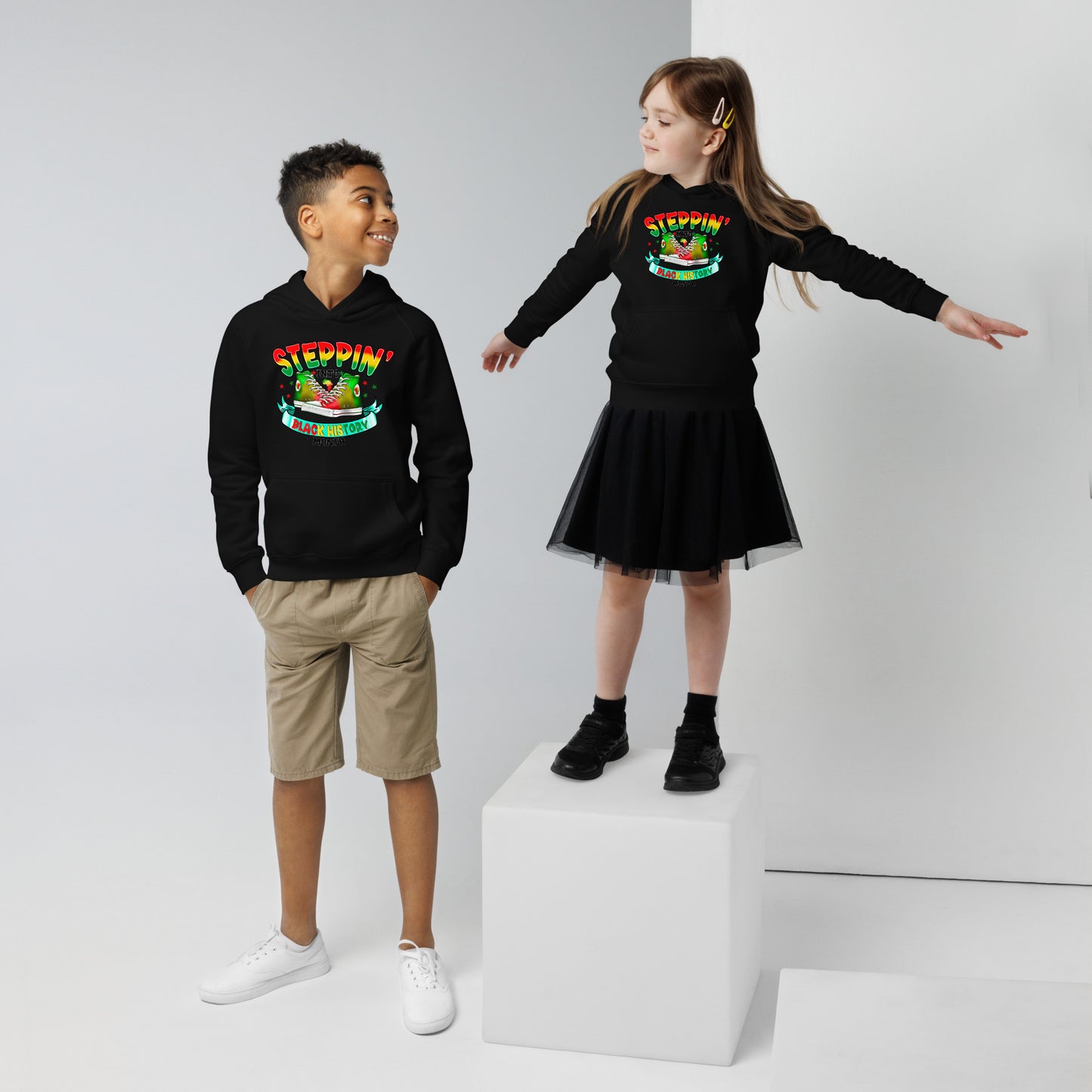 Kids eco hoodie - Steppin Into Black History Month