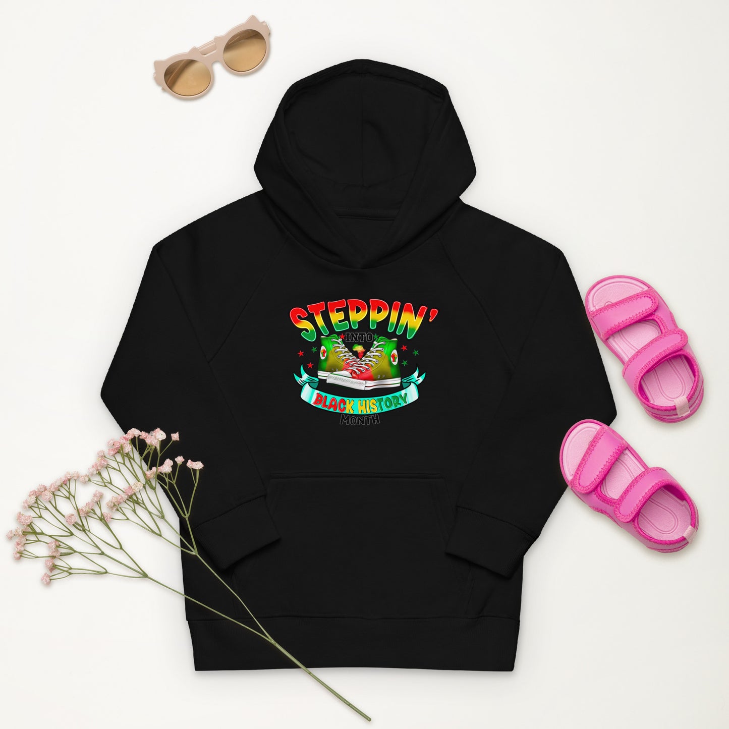 Kids eco hoodie - Steppin Into Black History Month