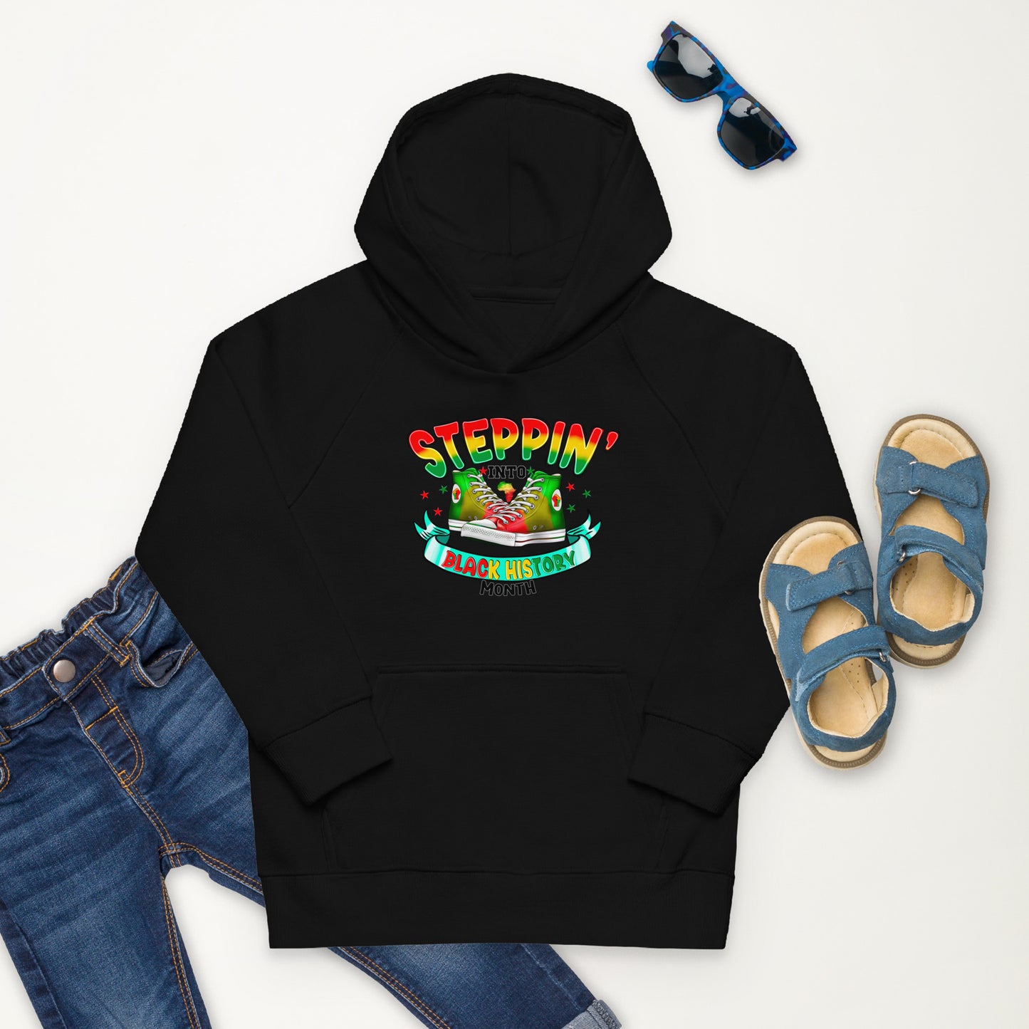 Kids eco hoodie - Steppin Into Black History Month