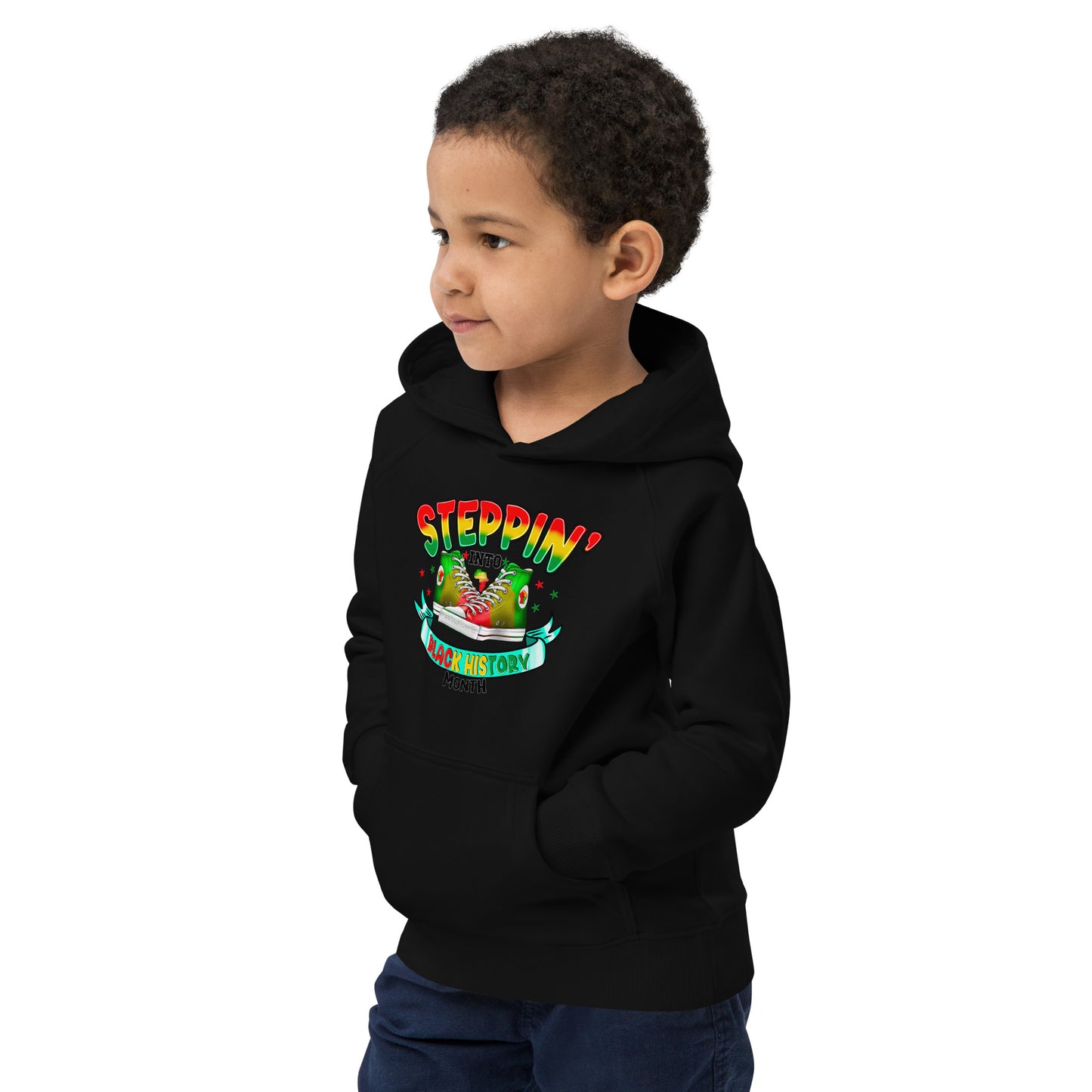 Kids eco hoodie - Steppin Into Black History Month