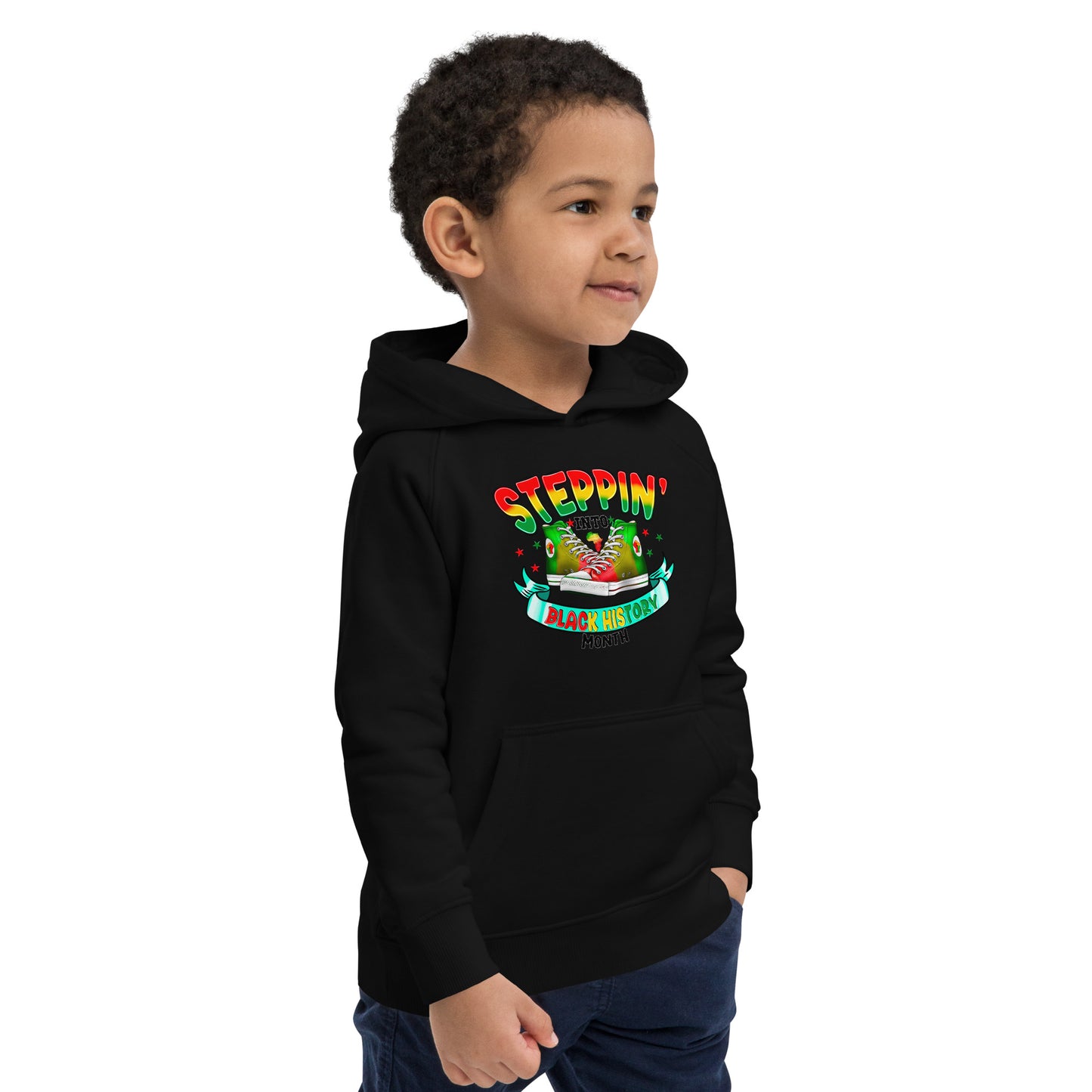 Kids eco hoodie - Steppin Into Black History Month