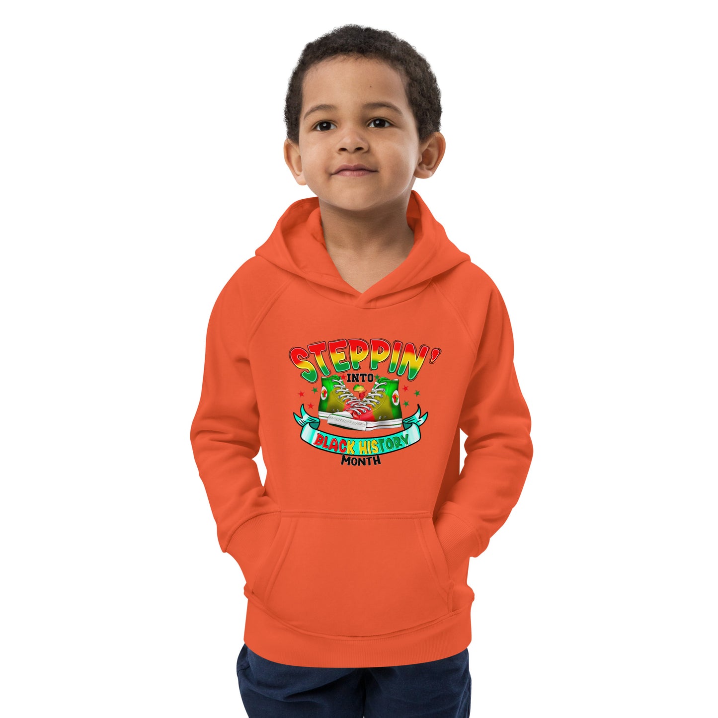 Kids eco hoodie - Steppin Into Black History Month