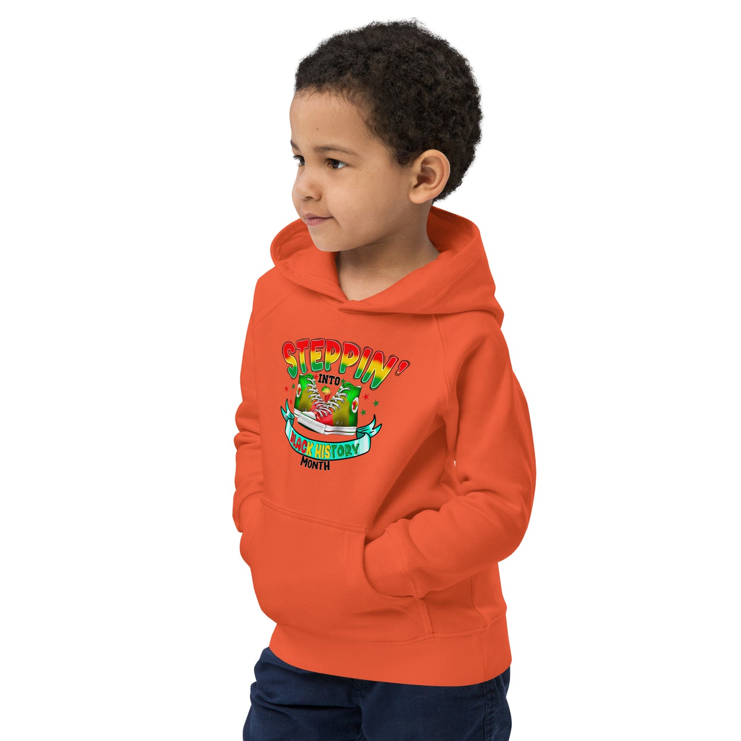 Kids eco hoodie - Steppin Into Black History Month