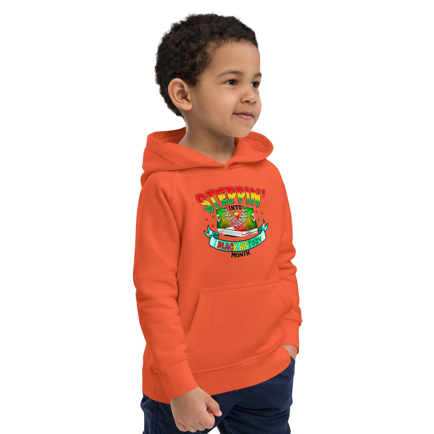 Kids eco hoodie - Steppin Into Black History Month