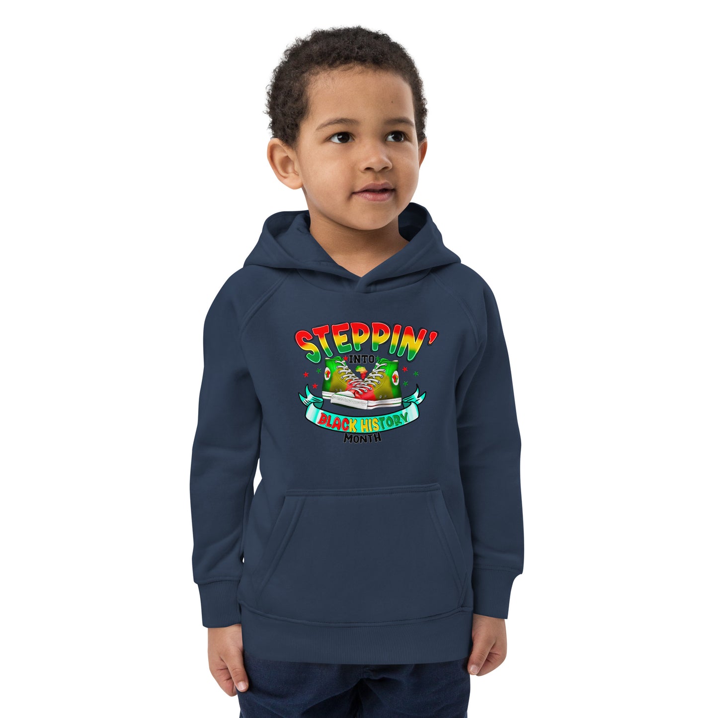 Kids eco hoodie - Steppin Into Black History Month