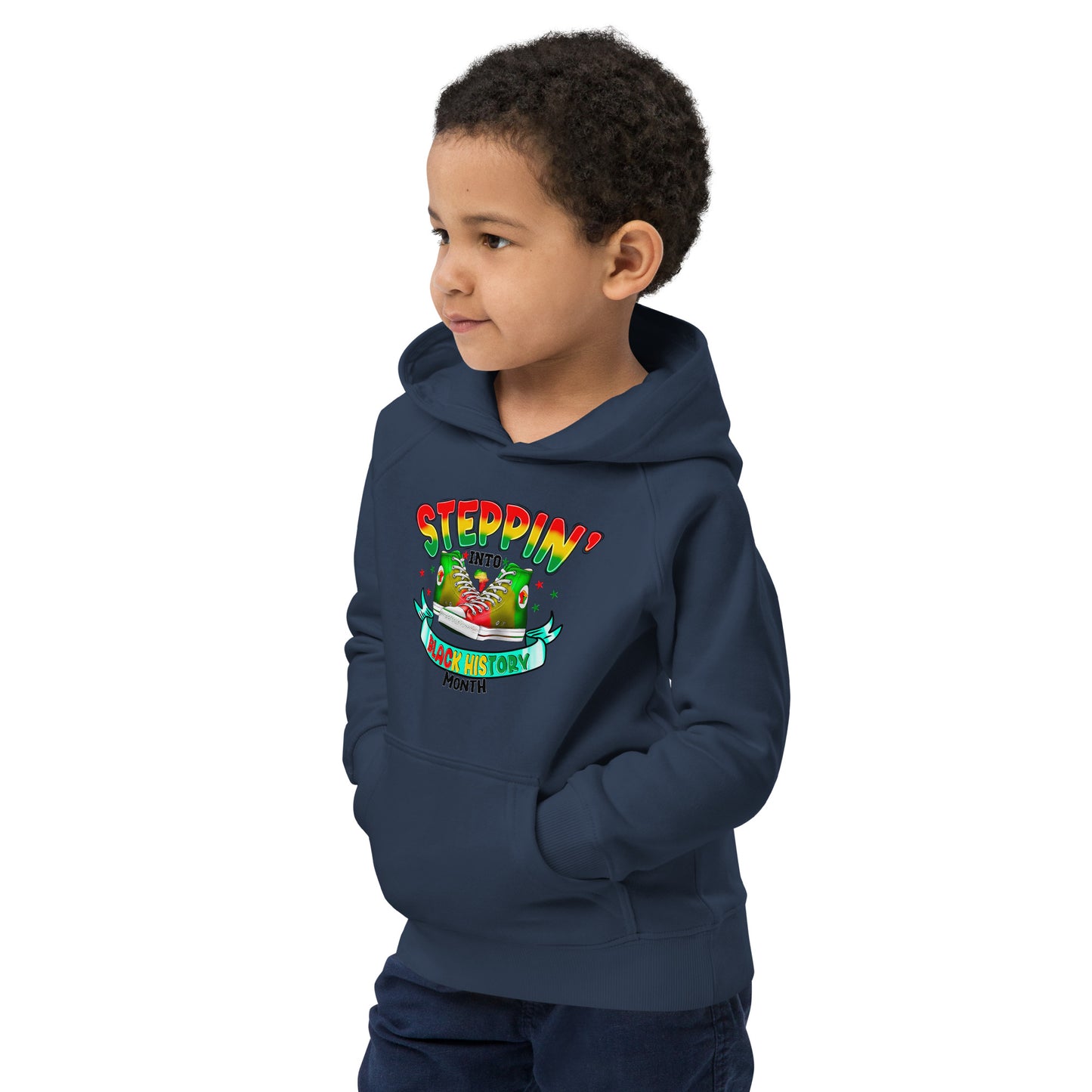 Kids eco hoodie - Steppin Into Black History Month