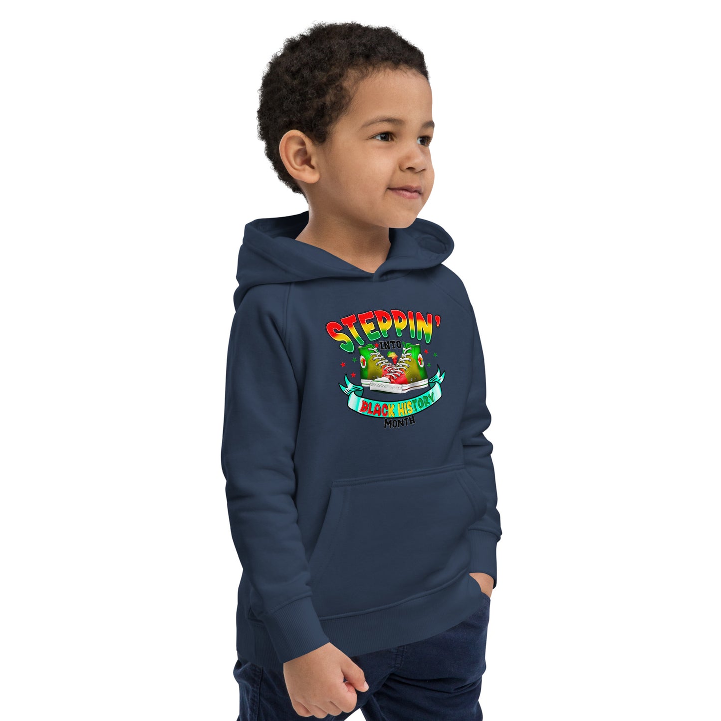 Kids eco hoodie - Steppin Into Black History Month