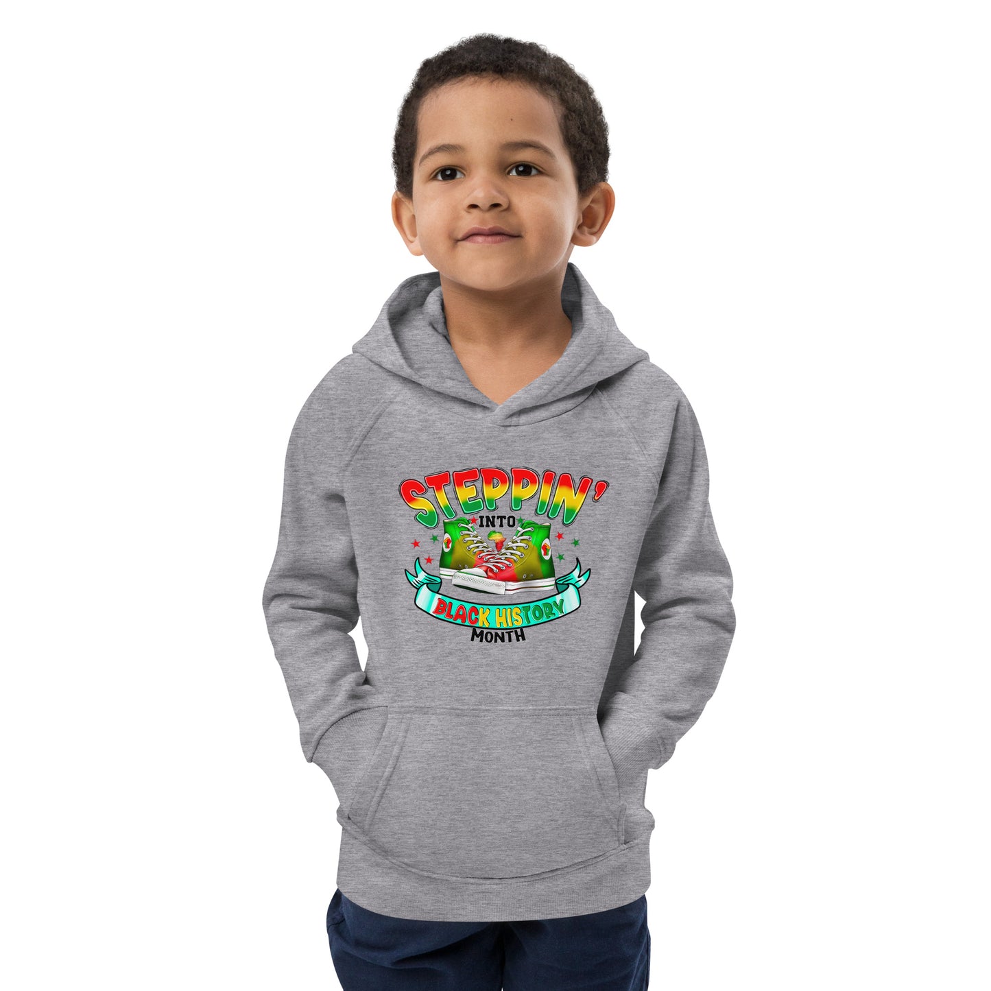 Kids eco hoodie - Steppin Into Black History Month