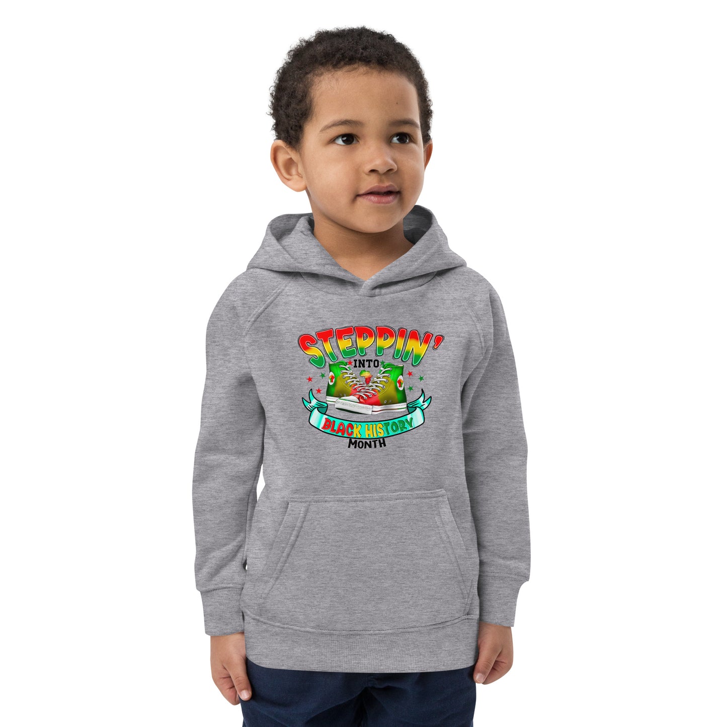 Kids eco hoodie - Steppin Into Black History Month