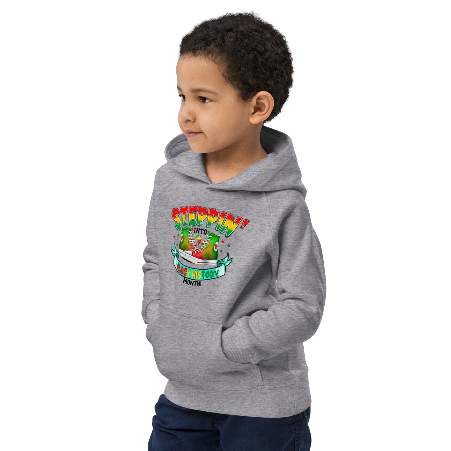 Kids eco hoodie - Steppin Into Black History Month