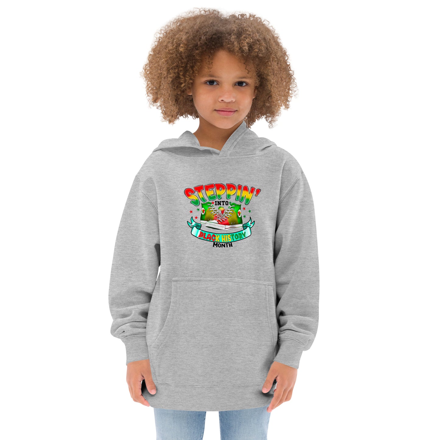 Kids fleece hoodie - Steppin Into Black History Month