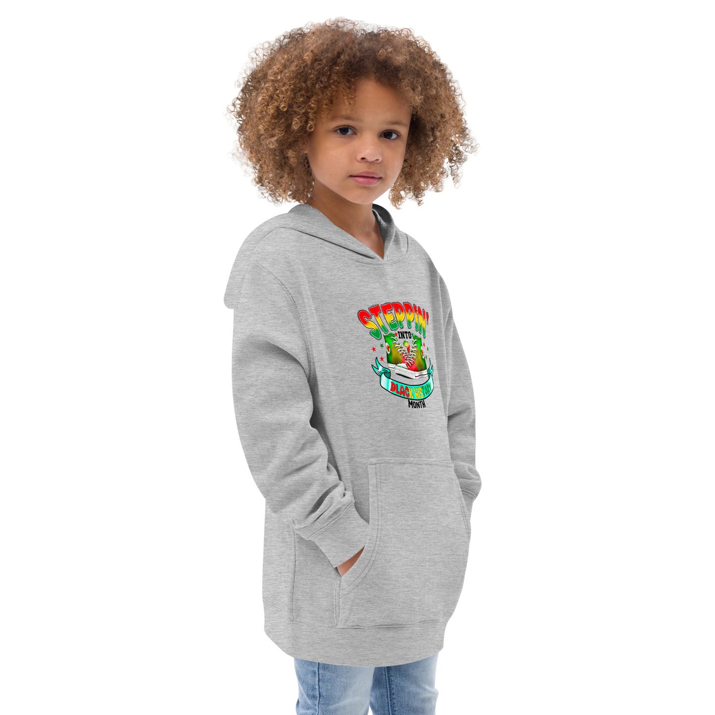 Kids fleece hoodie - Steppin Into Black History Month