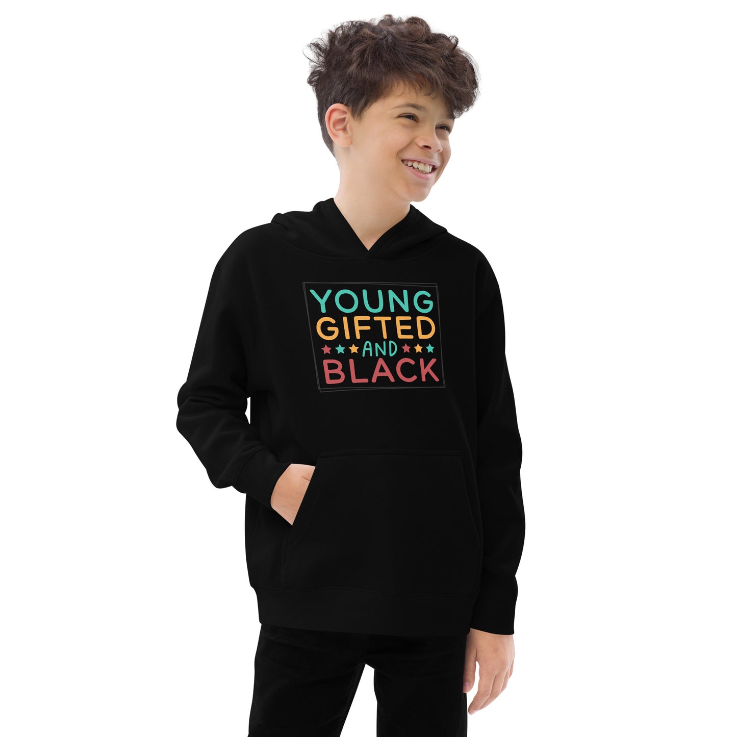 Kids fleece hoodie - Juneteenth Young Gifted and Black