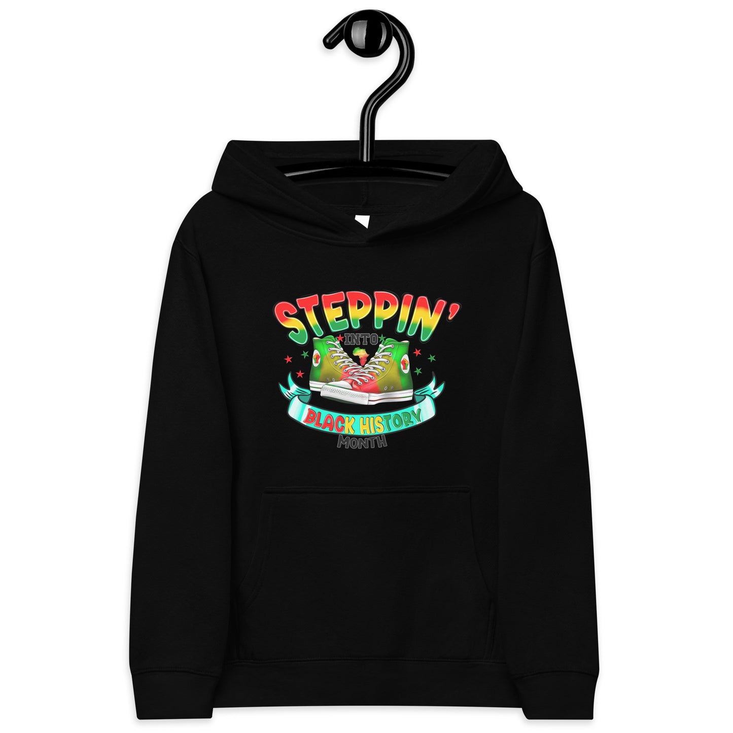 Kids fleece hoodie - Steppin Into Black History Month