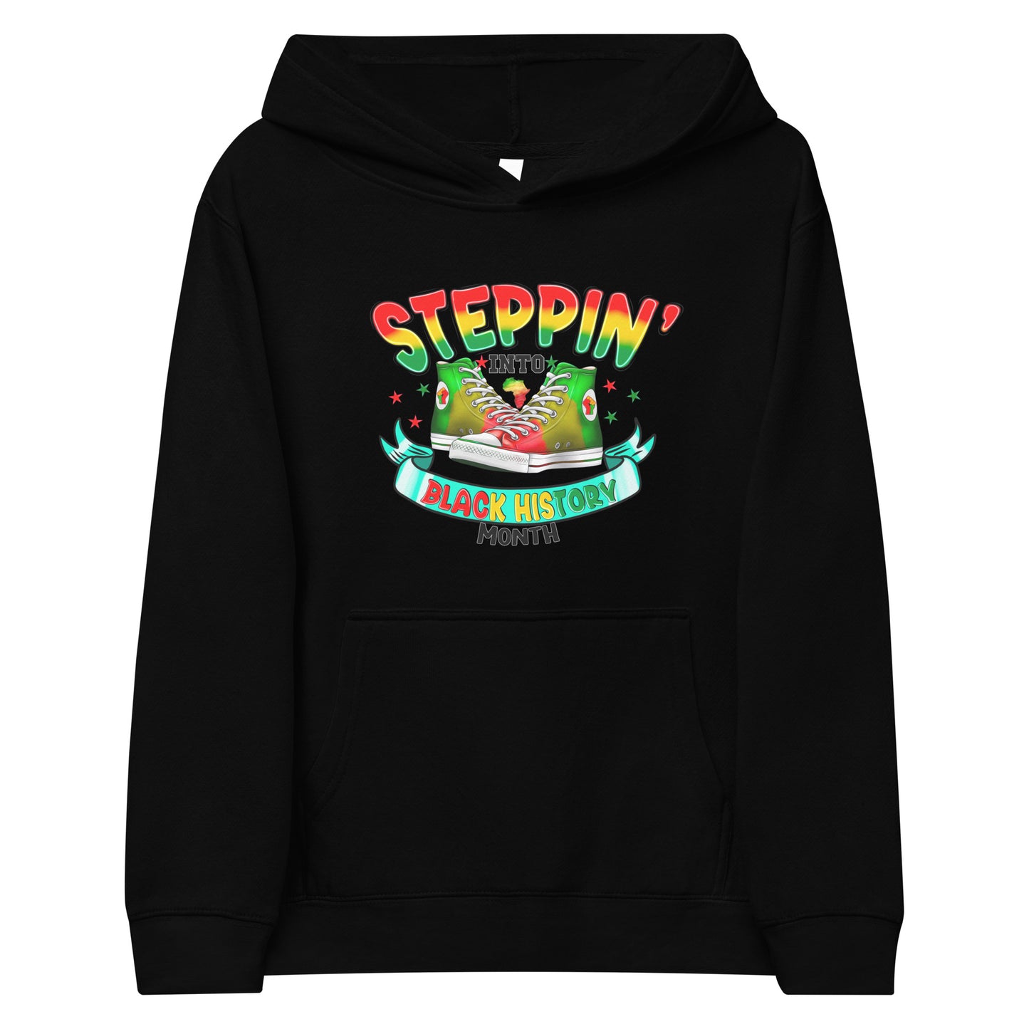 Kids fleece hoodie - Steppin Into Black History Month