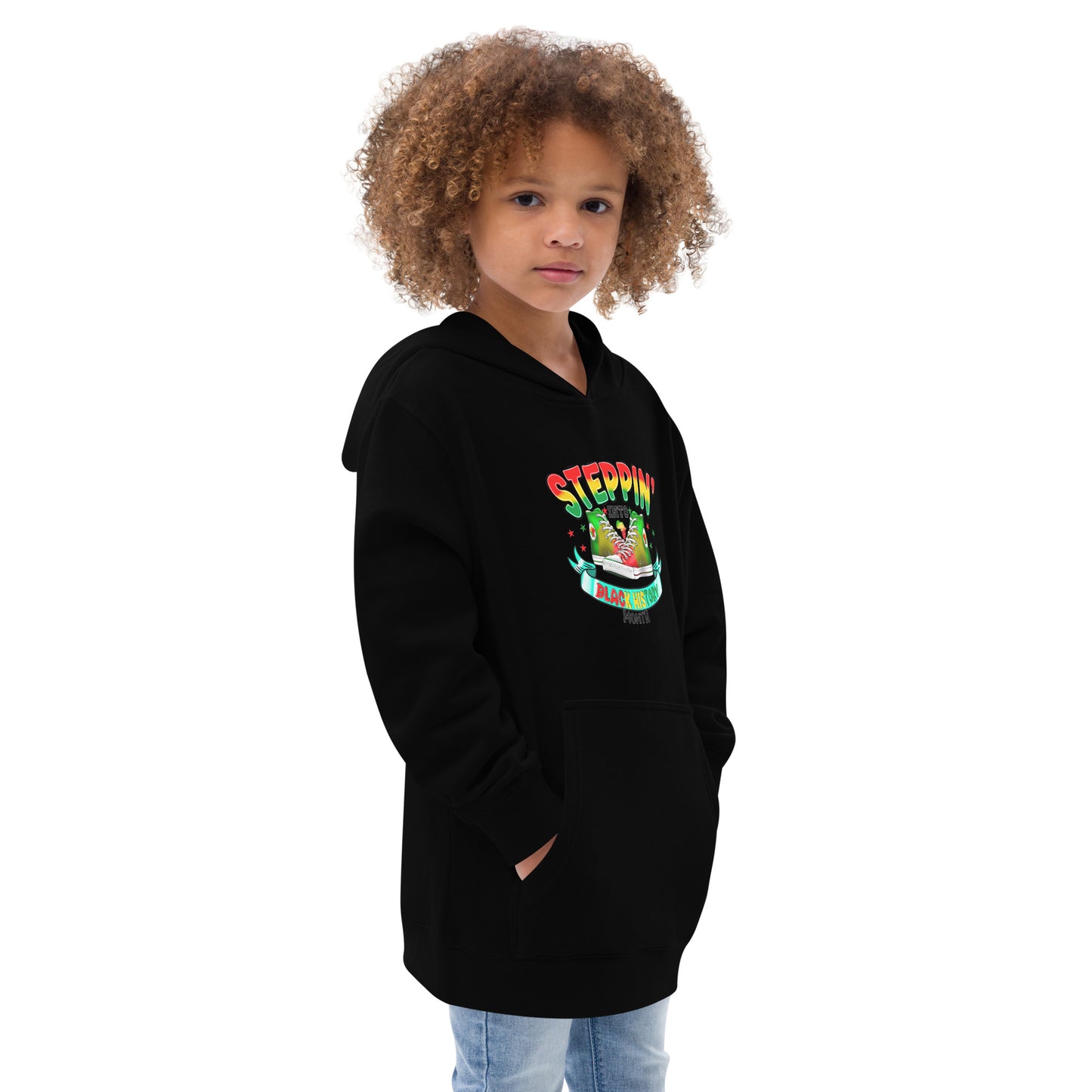 Kids fleece hoodie - Steppin Into Black History Month