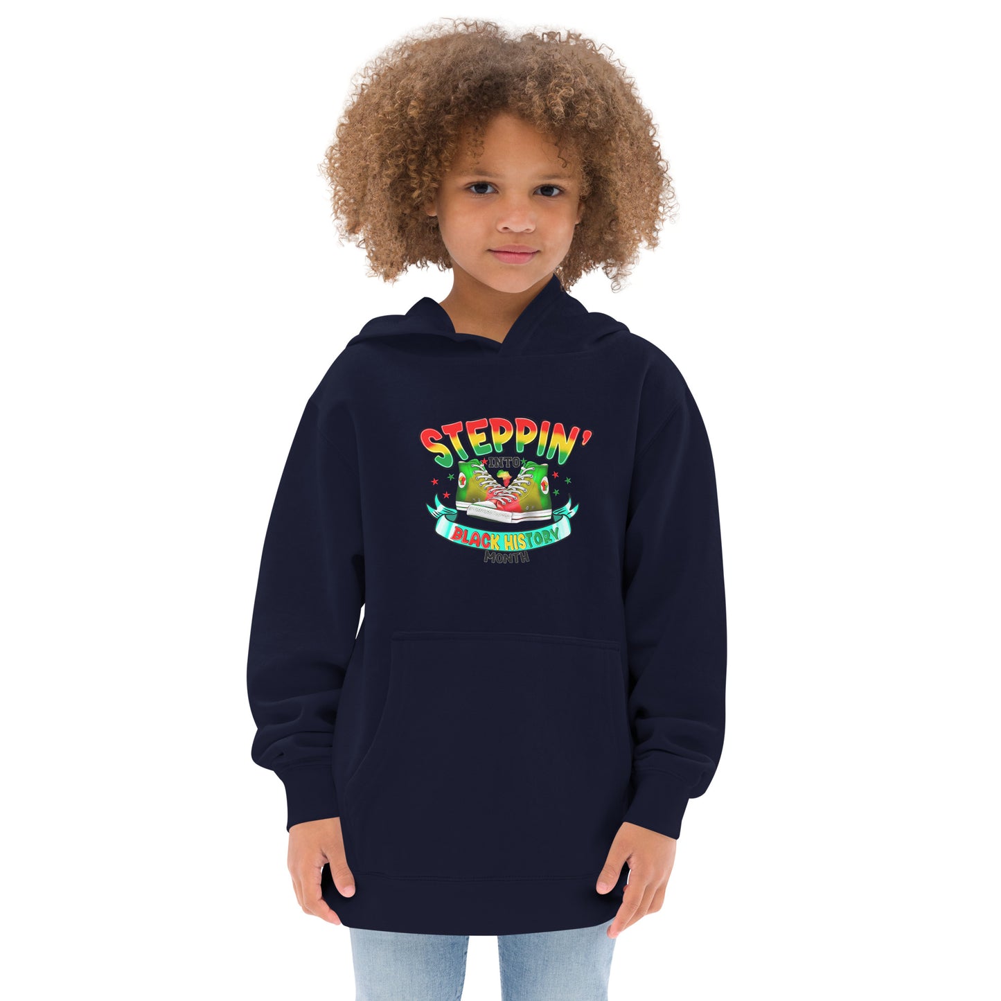 Kids fleece hoodie - Steppin Into Black History Month