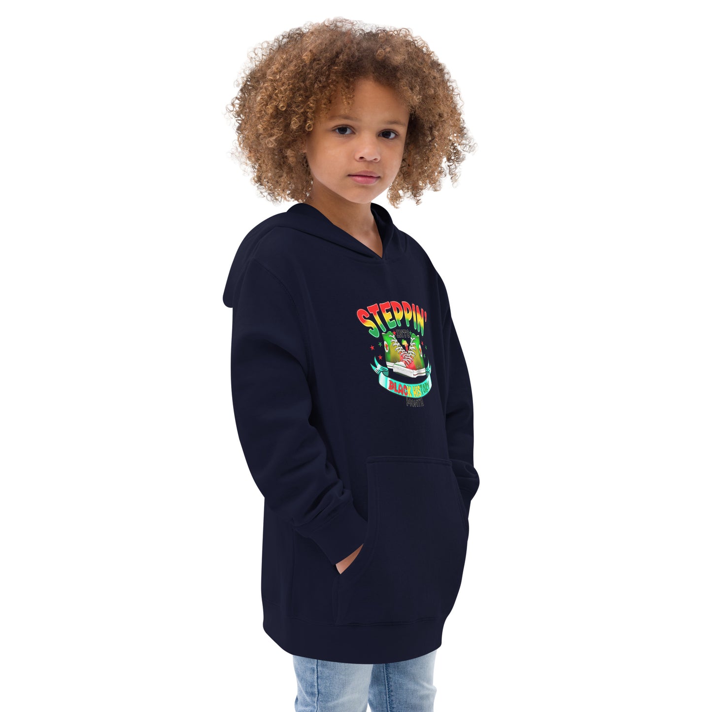 Kids fleece hoodie - Steppin Into Black History Month