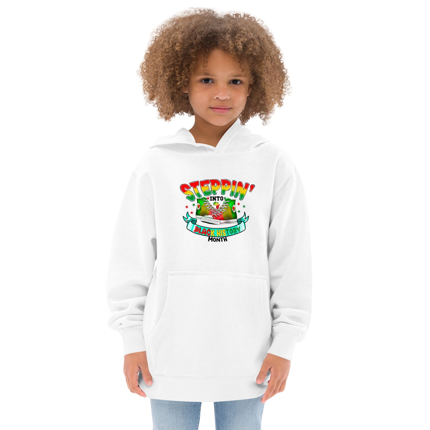 Kids fleece hoodie - Steppin Into Black History Month