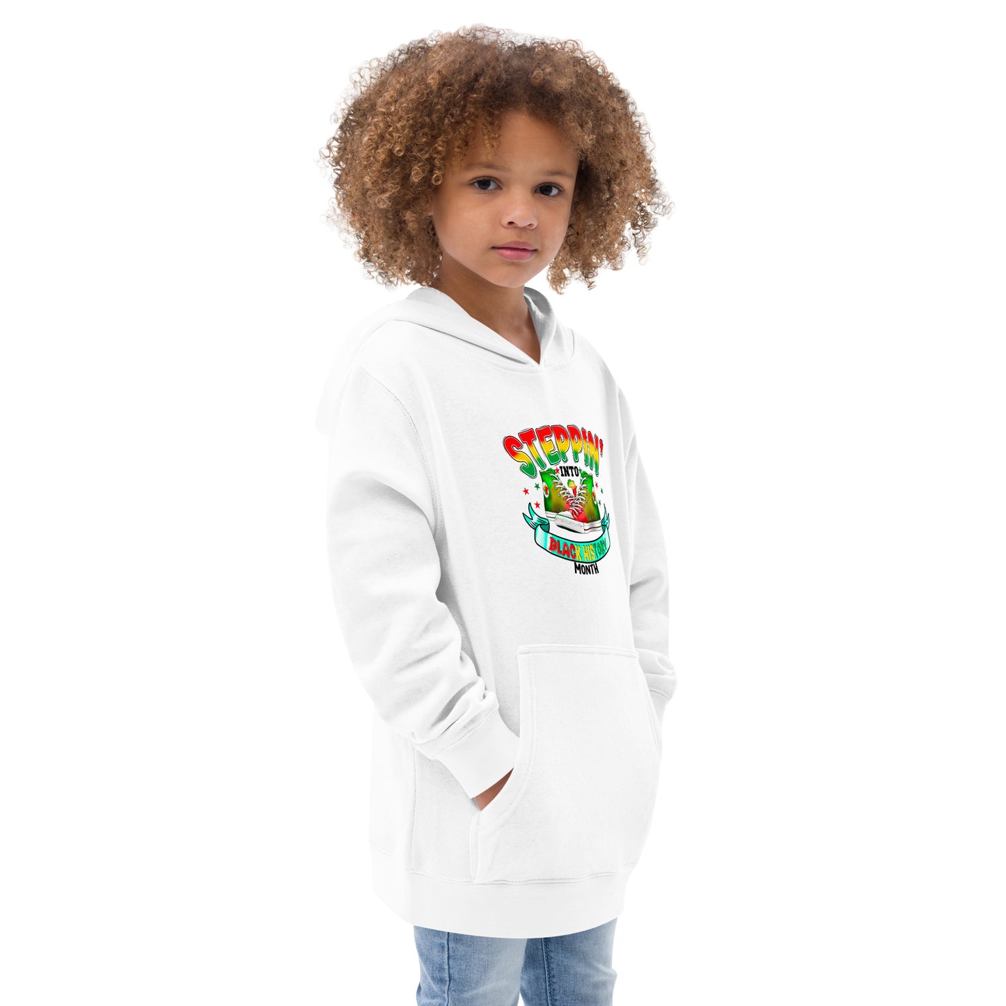 Kids fleece hoodie - Steppin Into Black History Month