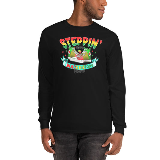 Men’s Long Sleeve Shirt - Steppin Into Black History Month