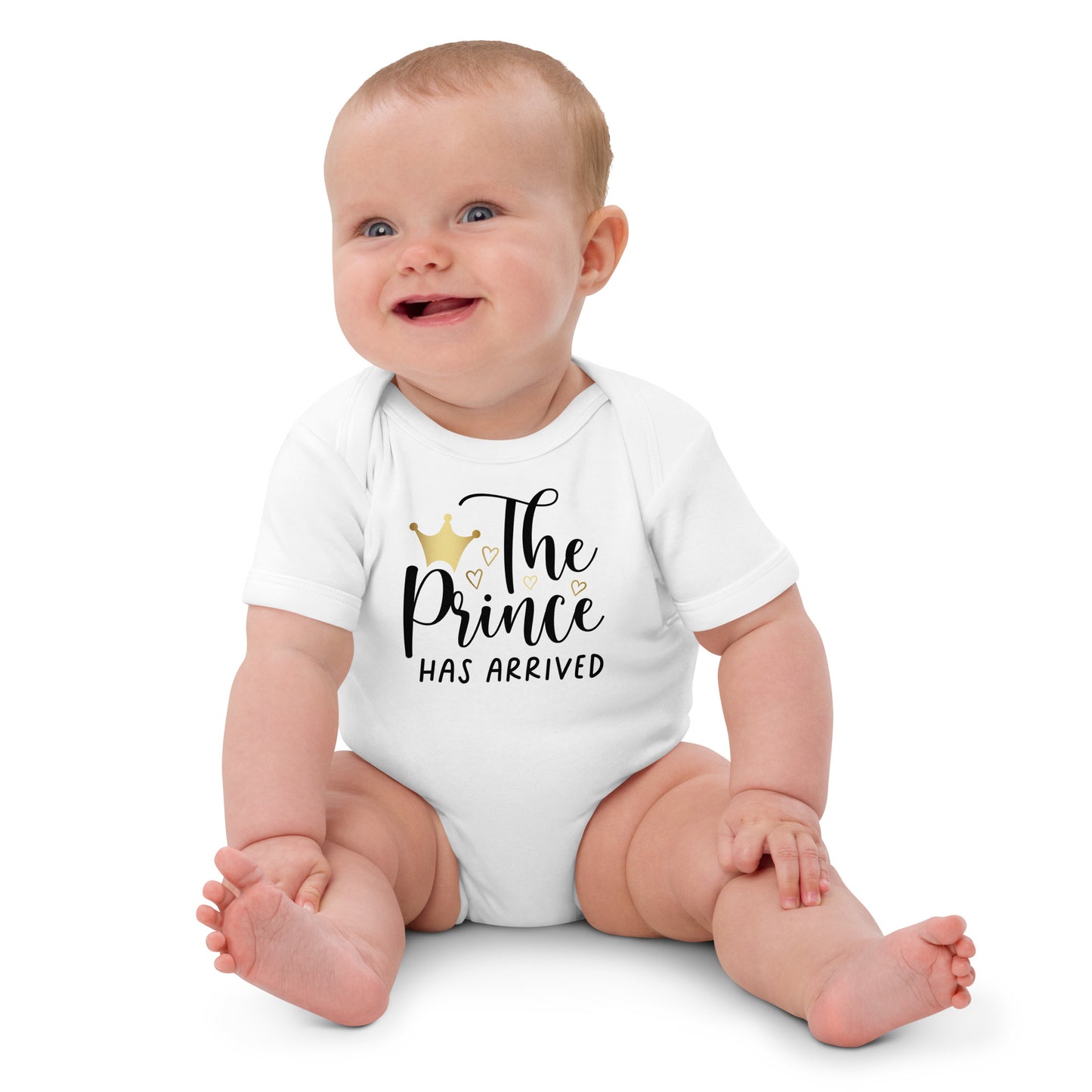 Organic cotton baby bodysuit - The Prince Has Arrived