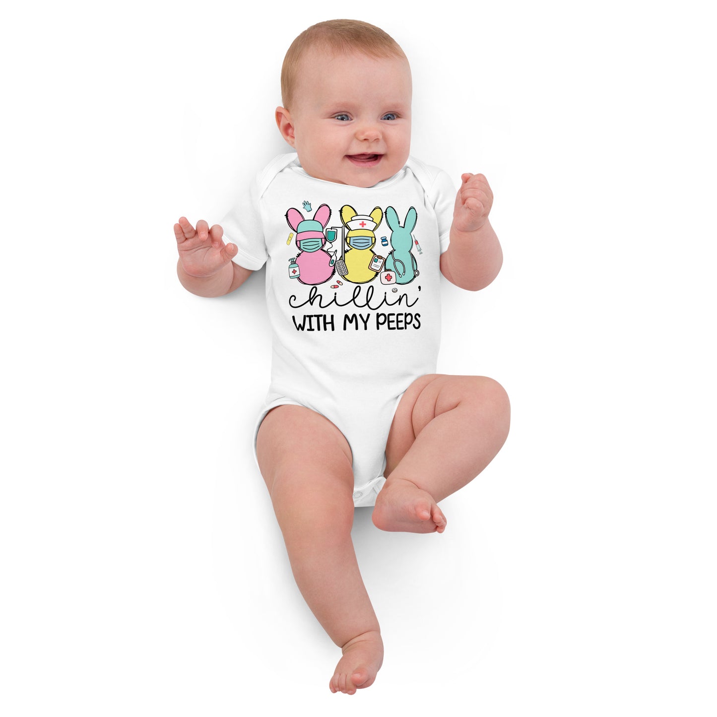 Organic cotton baby bodysuit - Chillin' With My Peeps