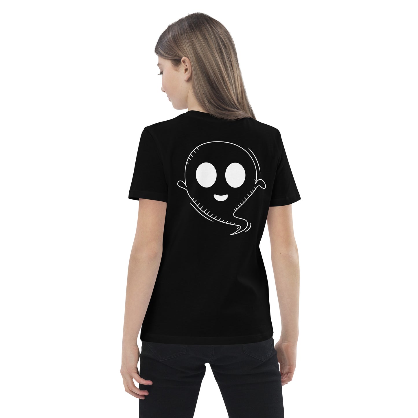 Organic cotton kids t-shirt - Halloween Ghost Black T-Shirt