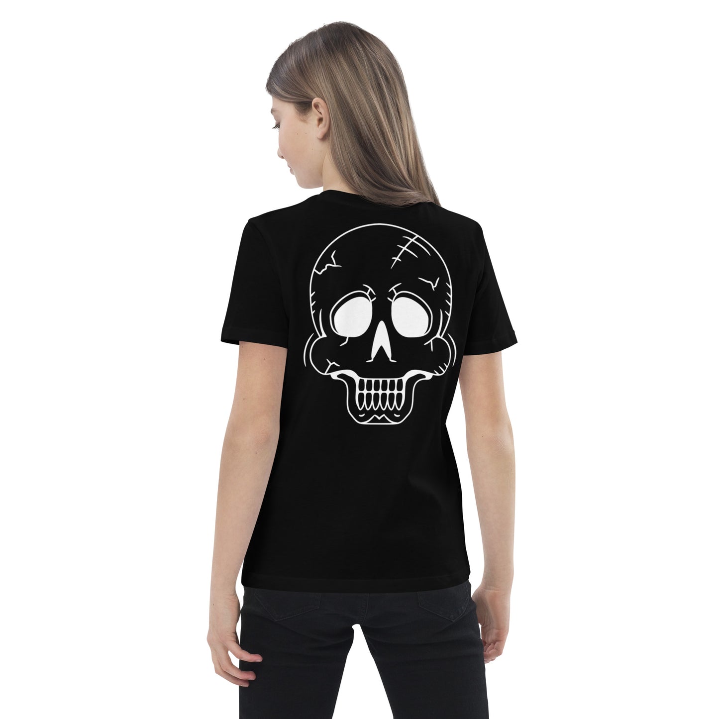 Organic cotton kids t-shirt - Halloween Skeleton Black T-Shirt