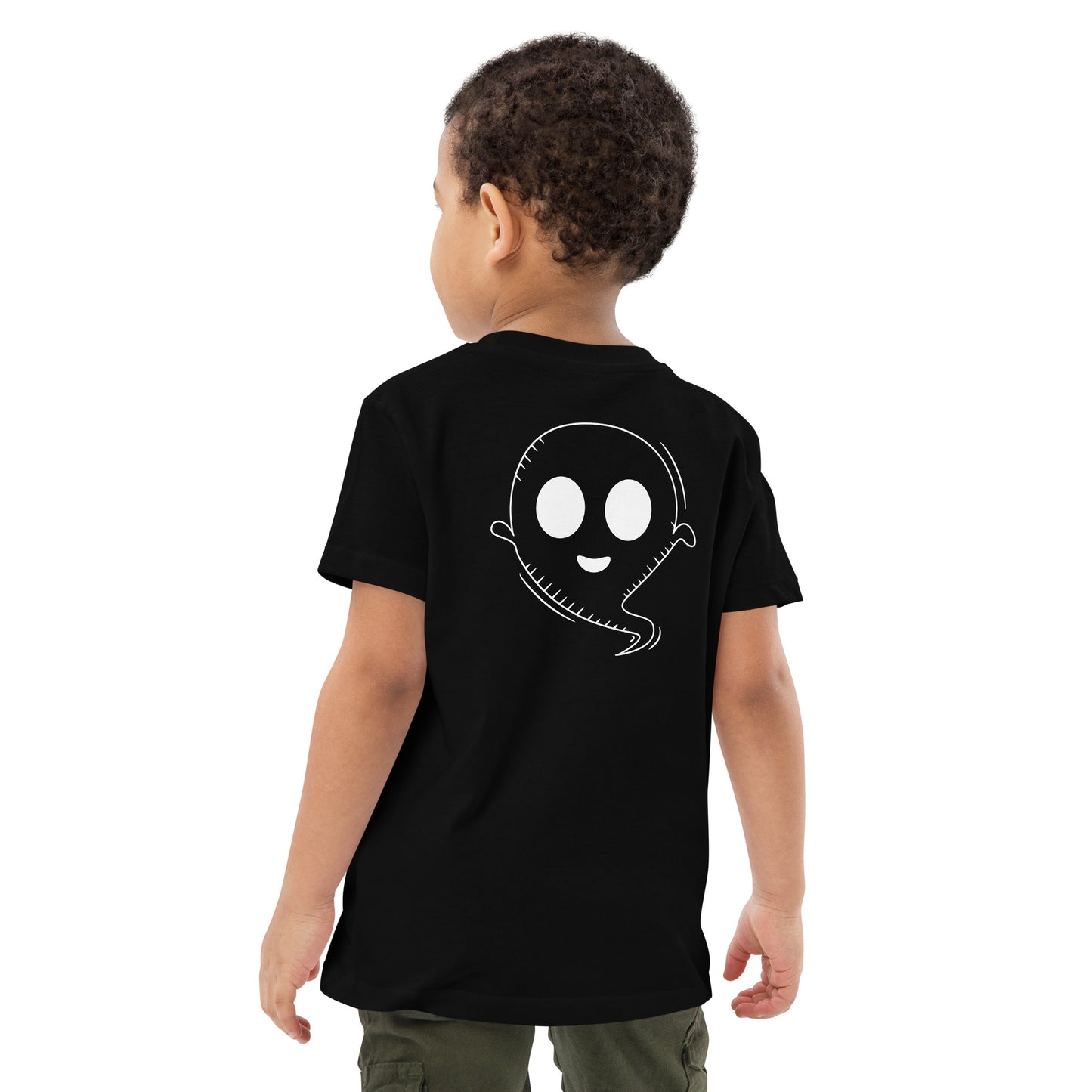 Organic cotton kids t-shirt - Halloween Ghost Black T-Shirt