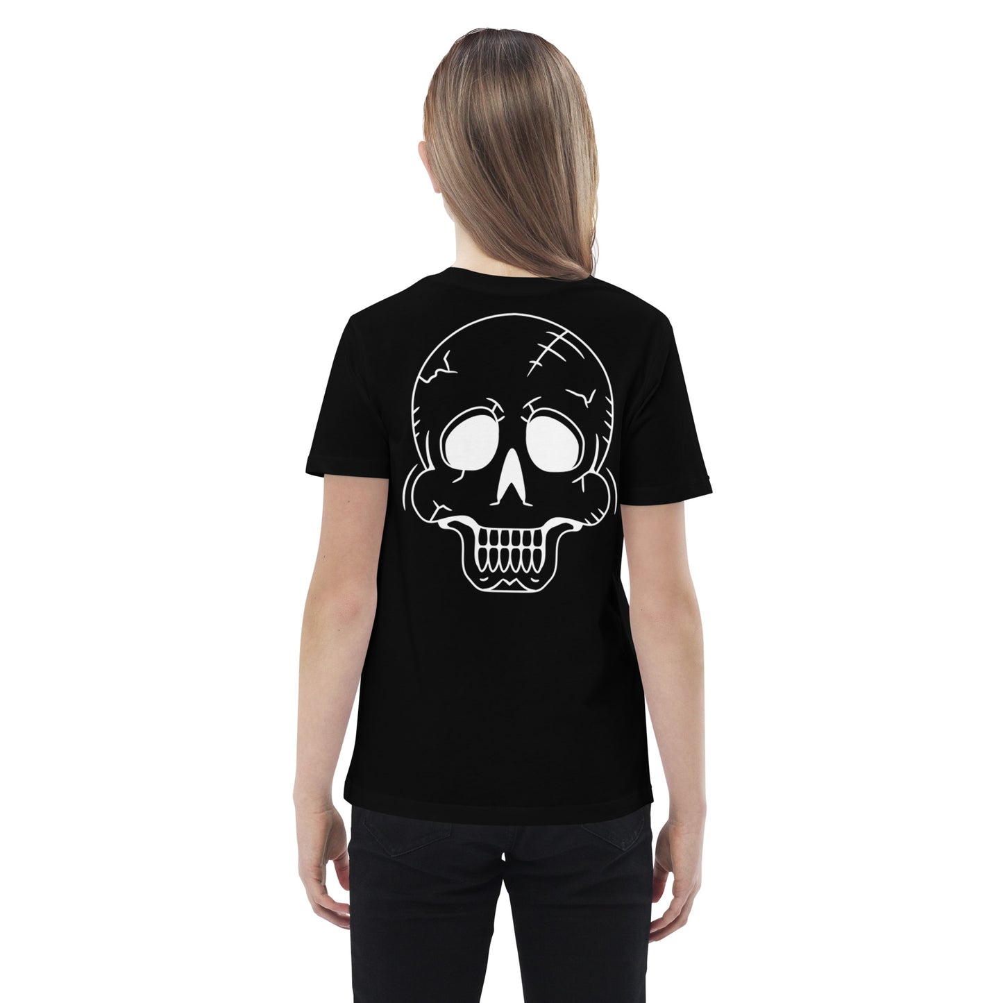 Organic cotton kids t-shirt - Halloween Skeleton Black T-Shirt