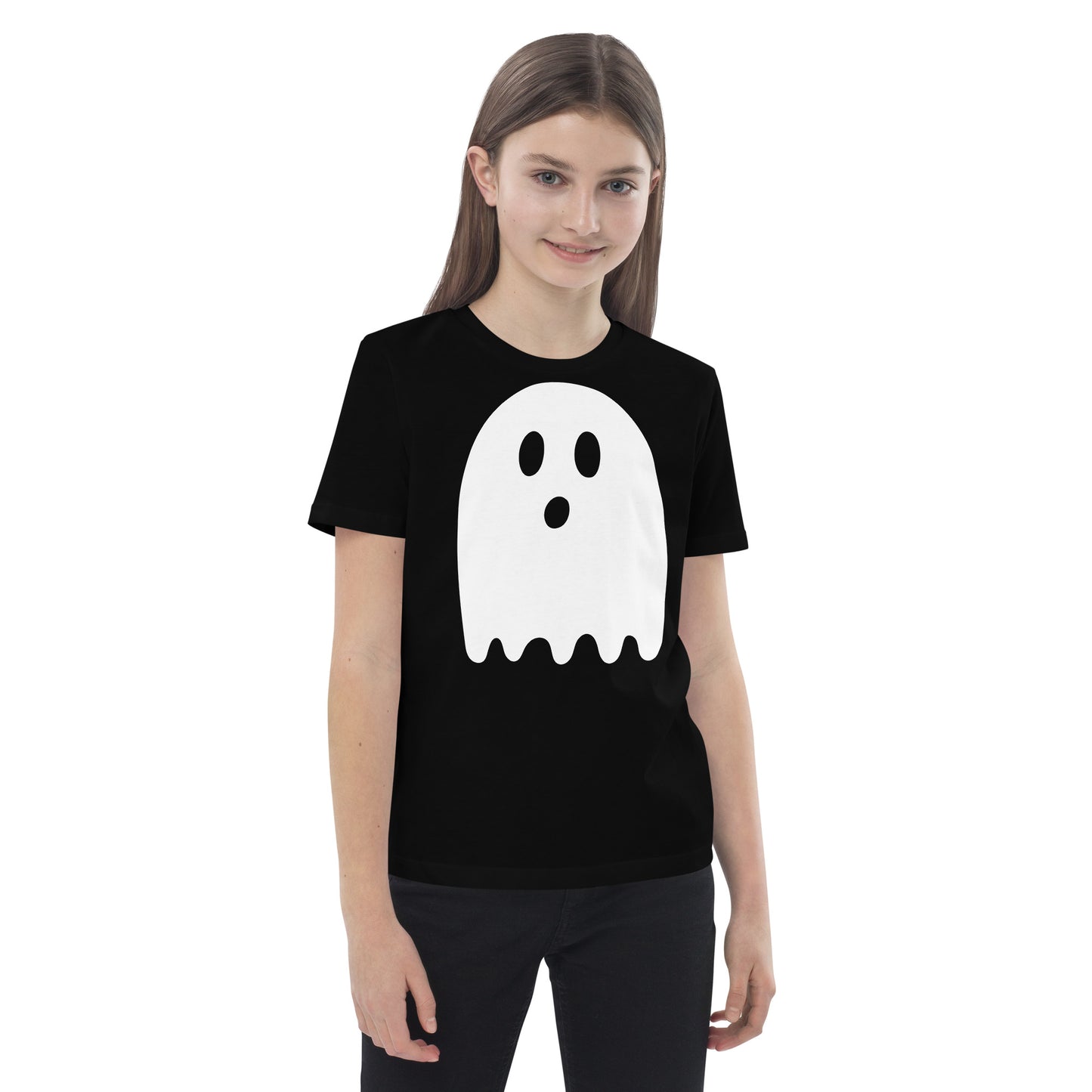 Organic cotton kids t-shirt - Halloween Ghost Black T-Shirt