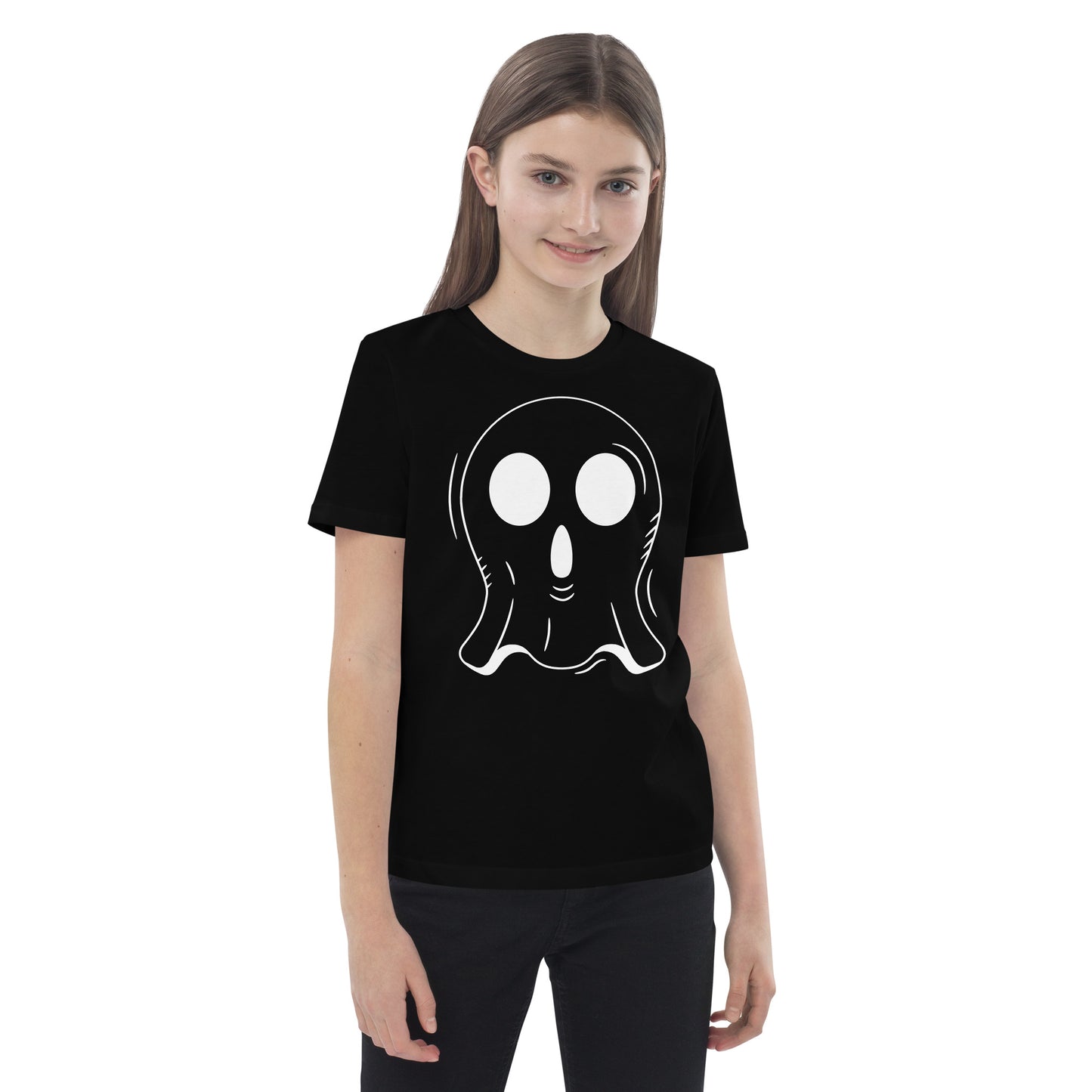 Organic cotton kids t-shirt - Halloween Ghost Black T-Shirt