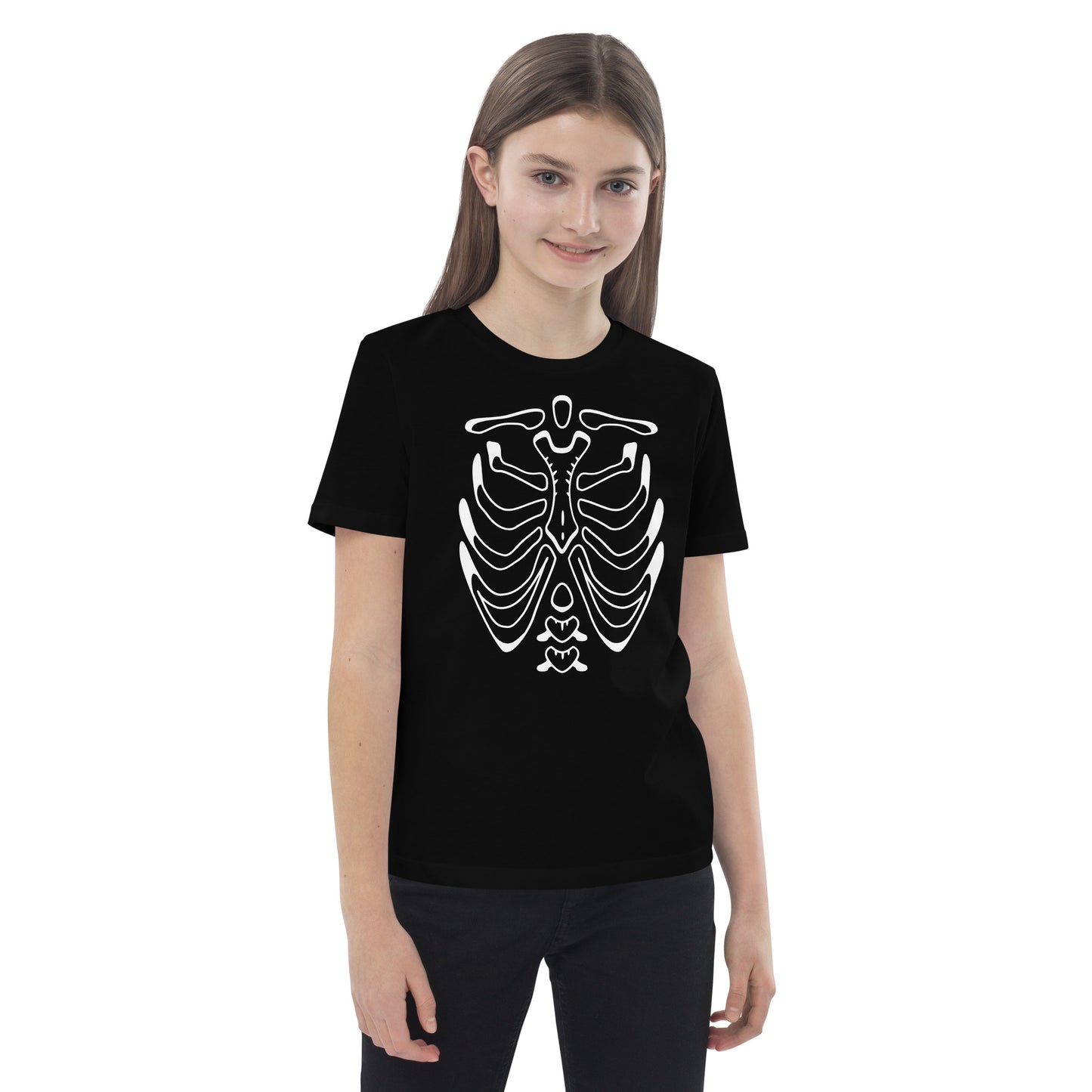 Organic cotton kids t-shirt - Halloween Skeleton Black T-Shirt