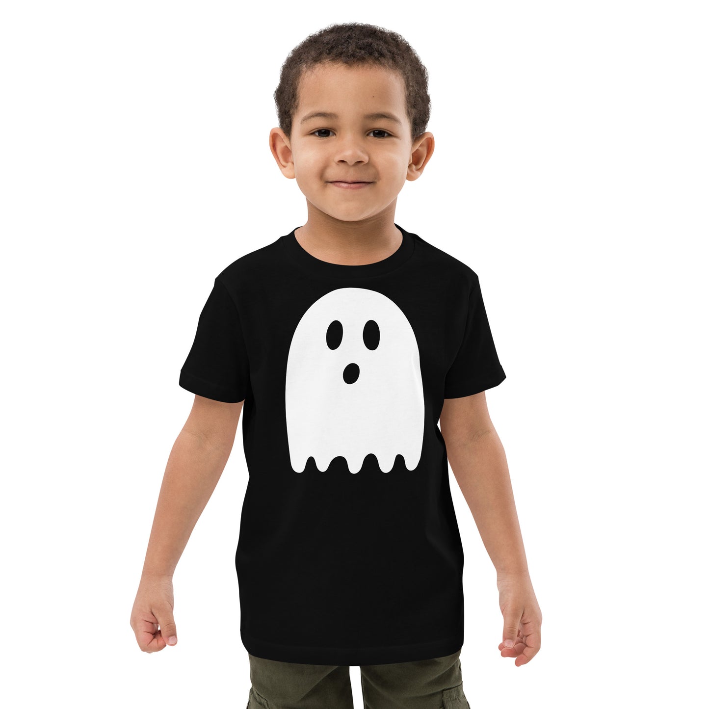 Organic cotton kids t-shirt - Halloween Ghost Black T-Shirt