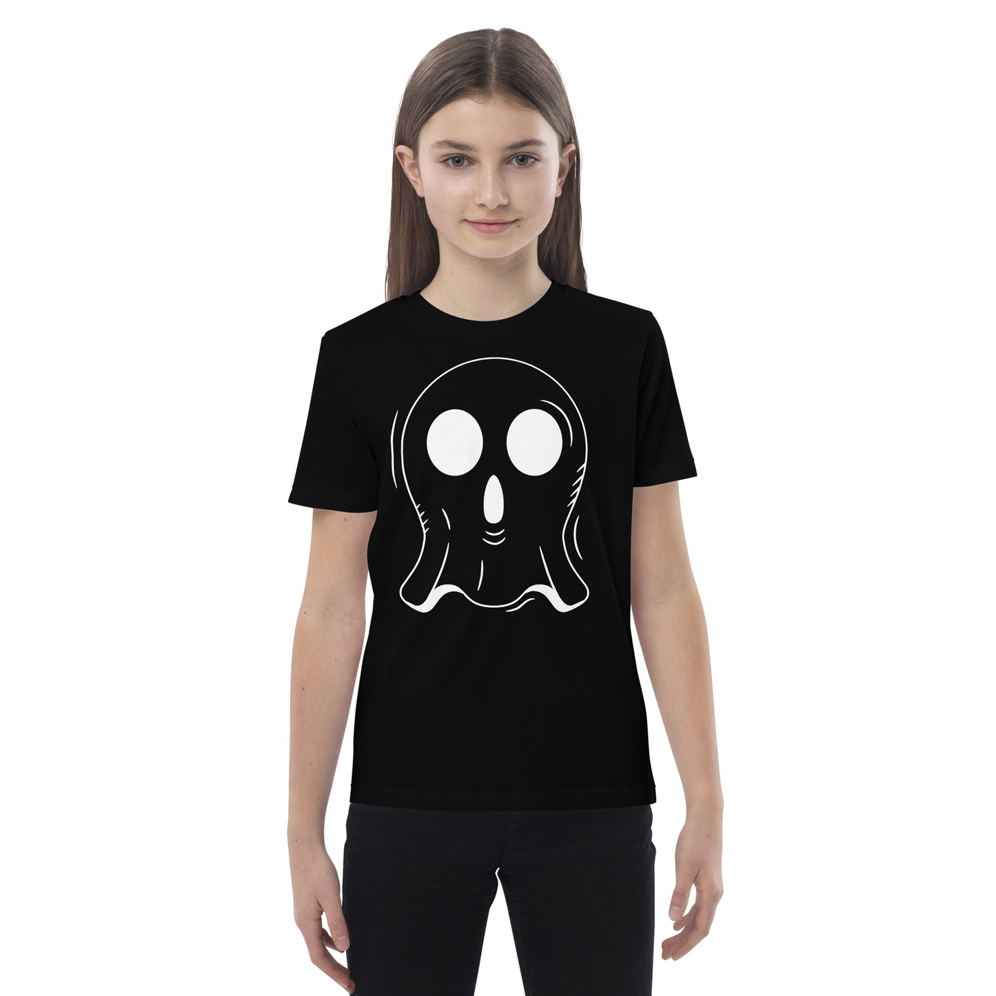 Organic cotton kids t-shirt - Halloween Ghost Black T-Shirt