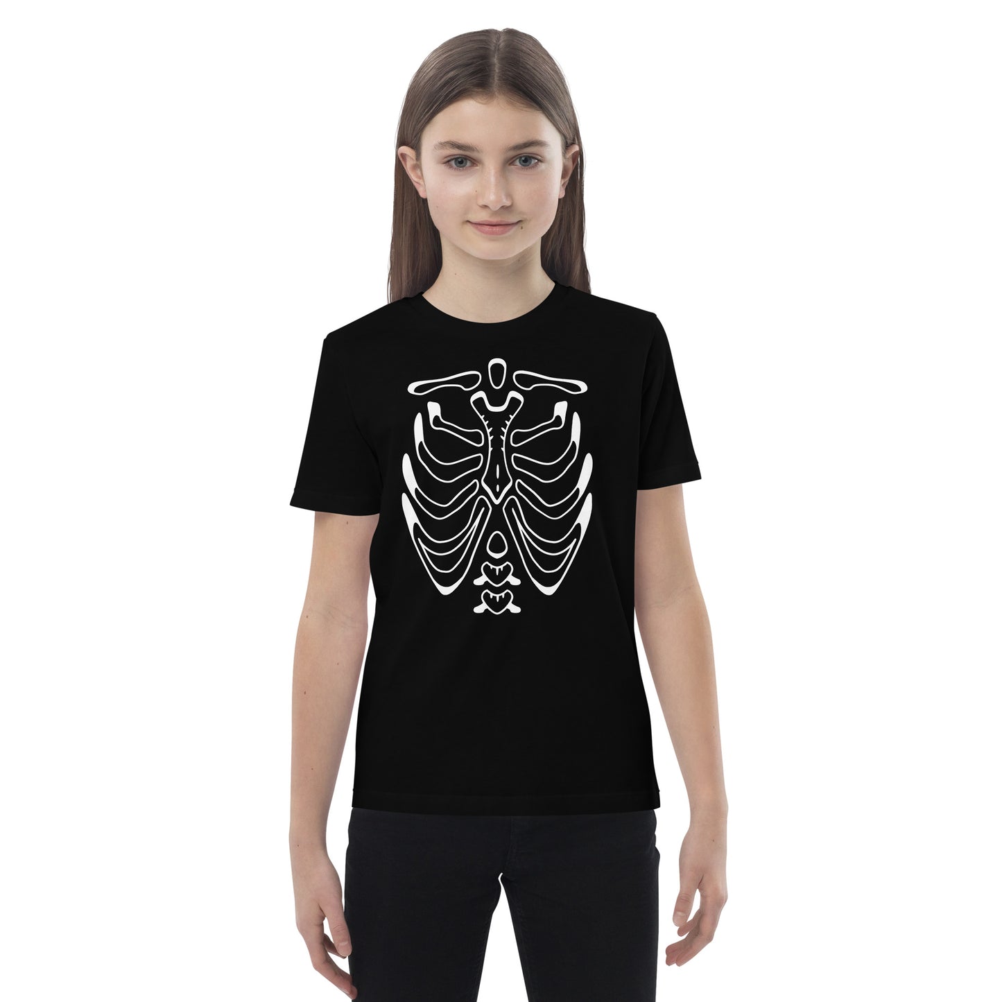 Organic cotton kids t-shirt - Halloween Skeleton Black T-Shirt