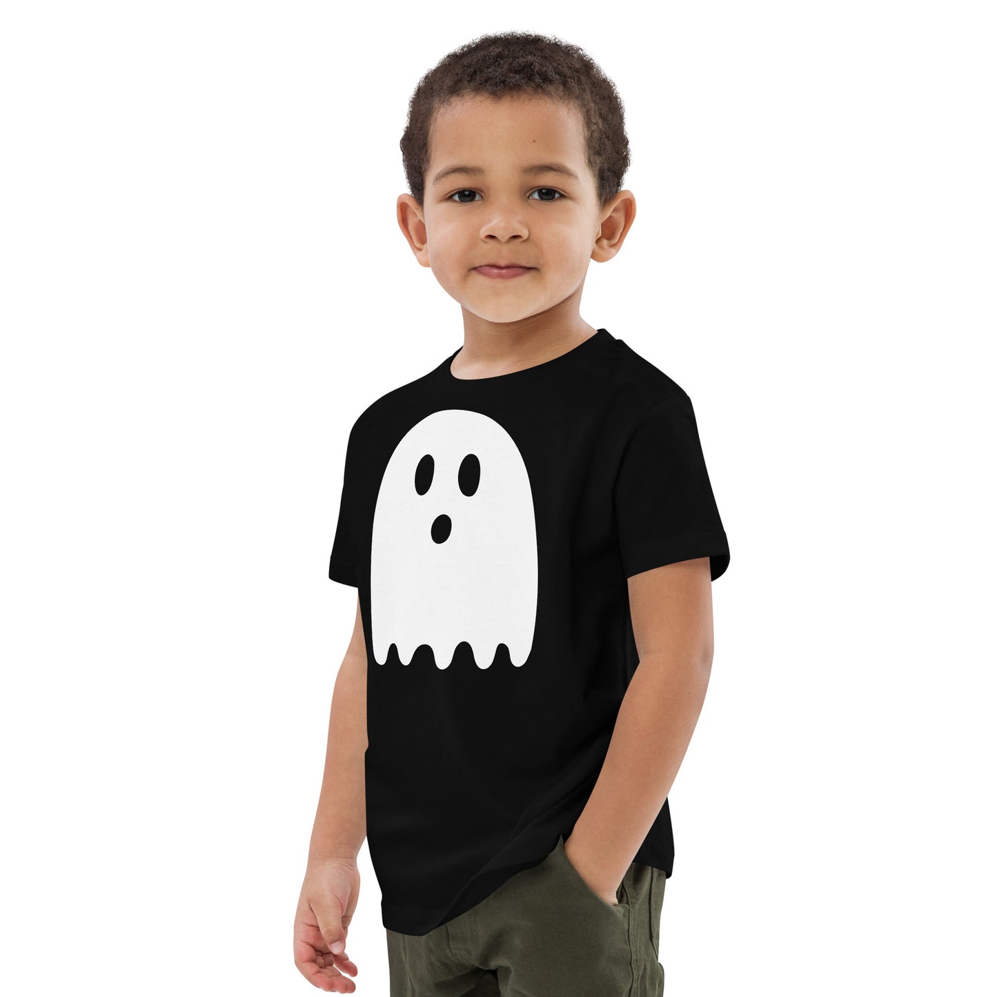 Organic cotton kids t-shirt - Halloween Ghost Black T-Shirt