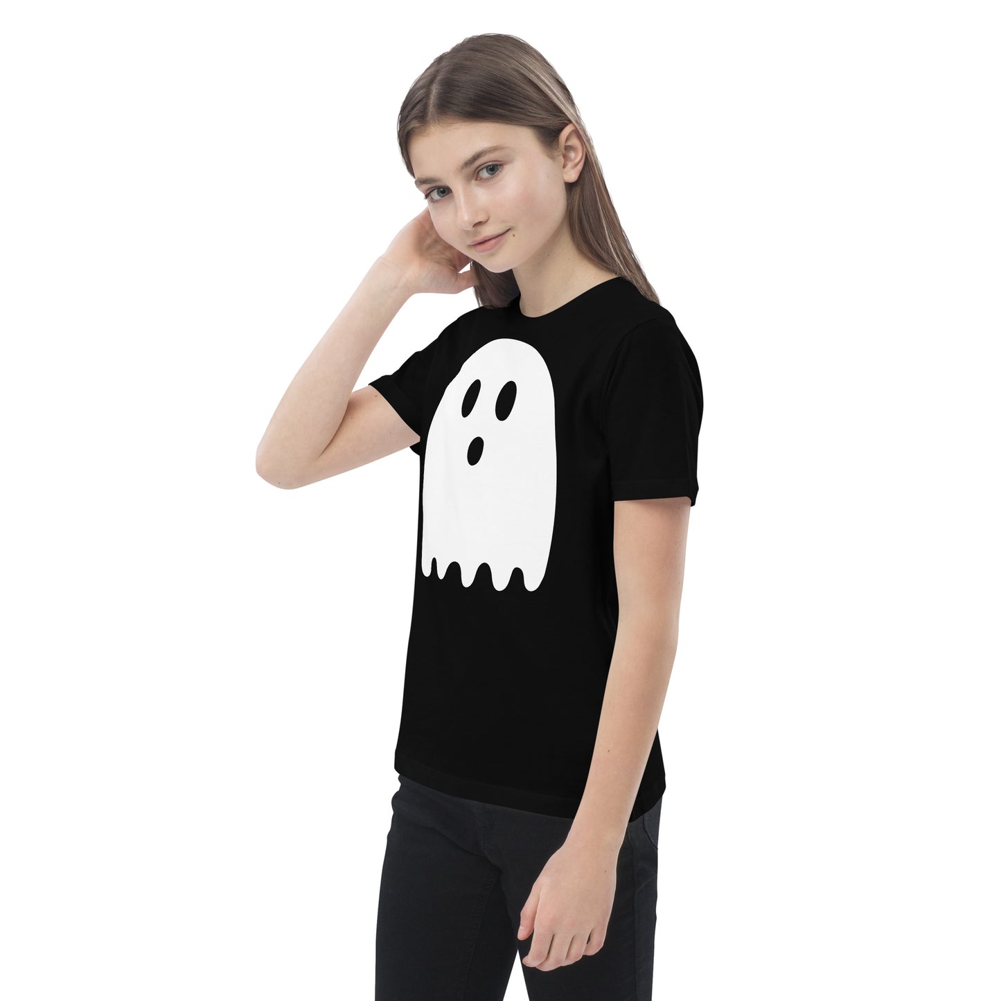 Organic cotton kids t-shirt - Halloween Ghost Black T-Shirt