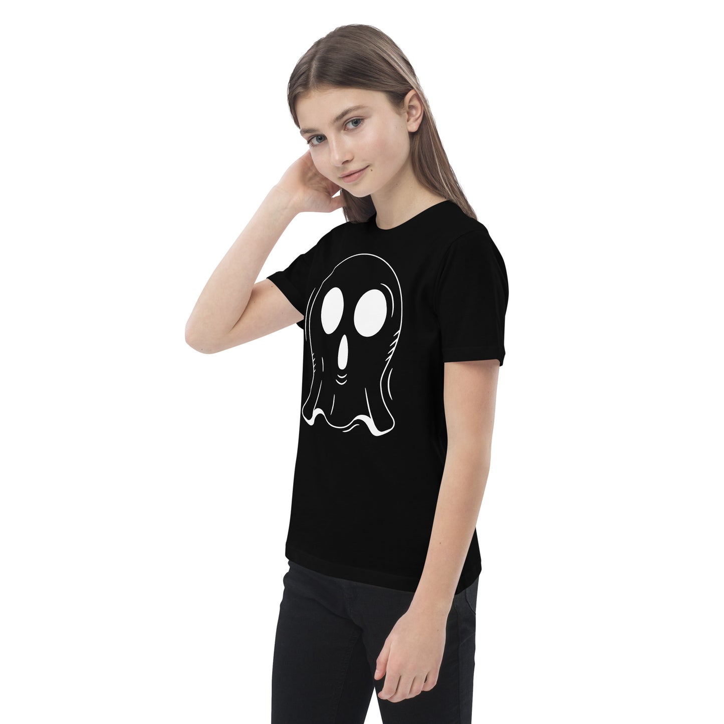 Organic cotton kids t-shirt - Halloween Ghost Black T-Shirt