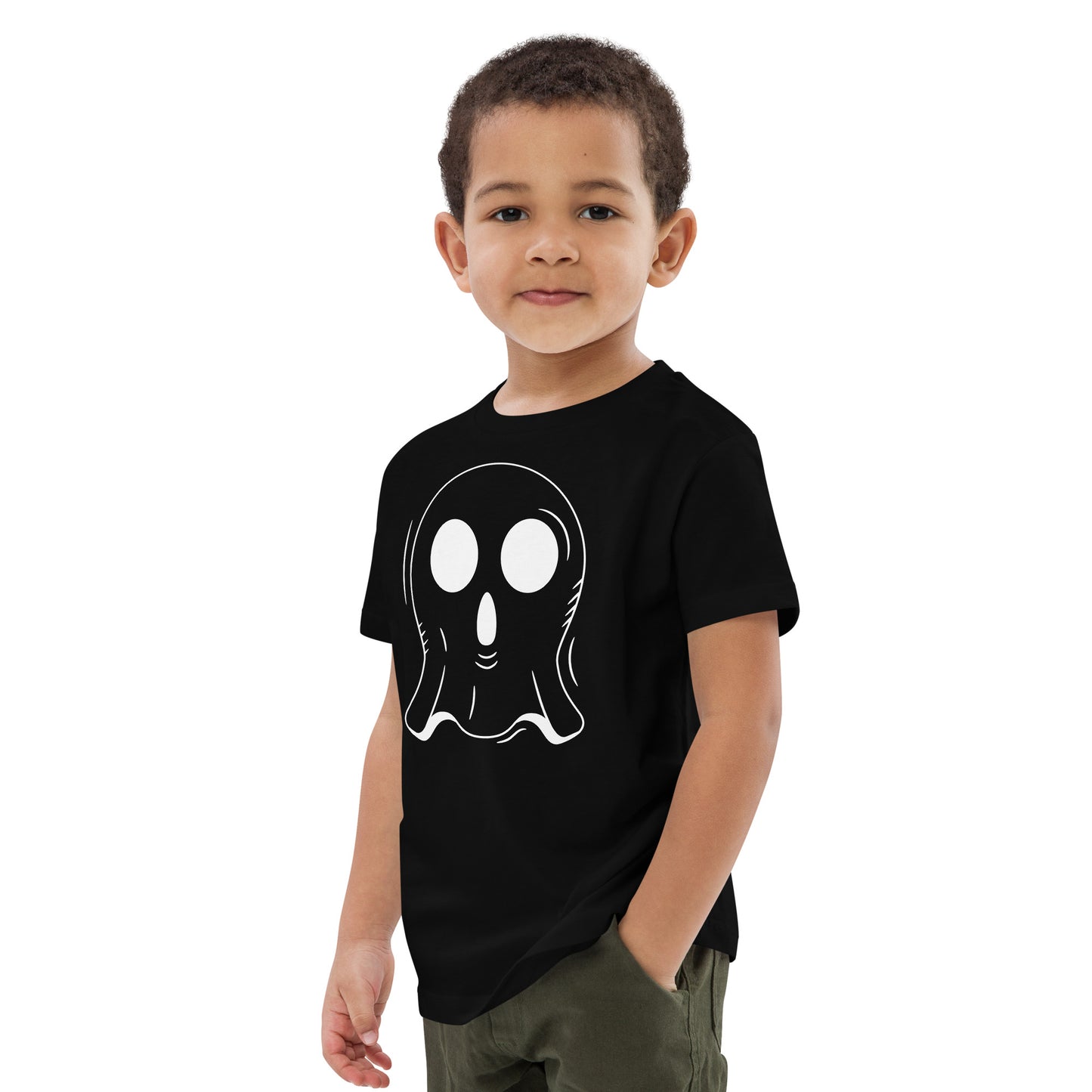 Organic cotton kids t-shirt - Halloween Ghost Black T-Shirt