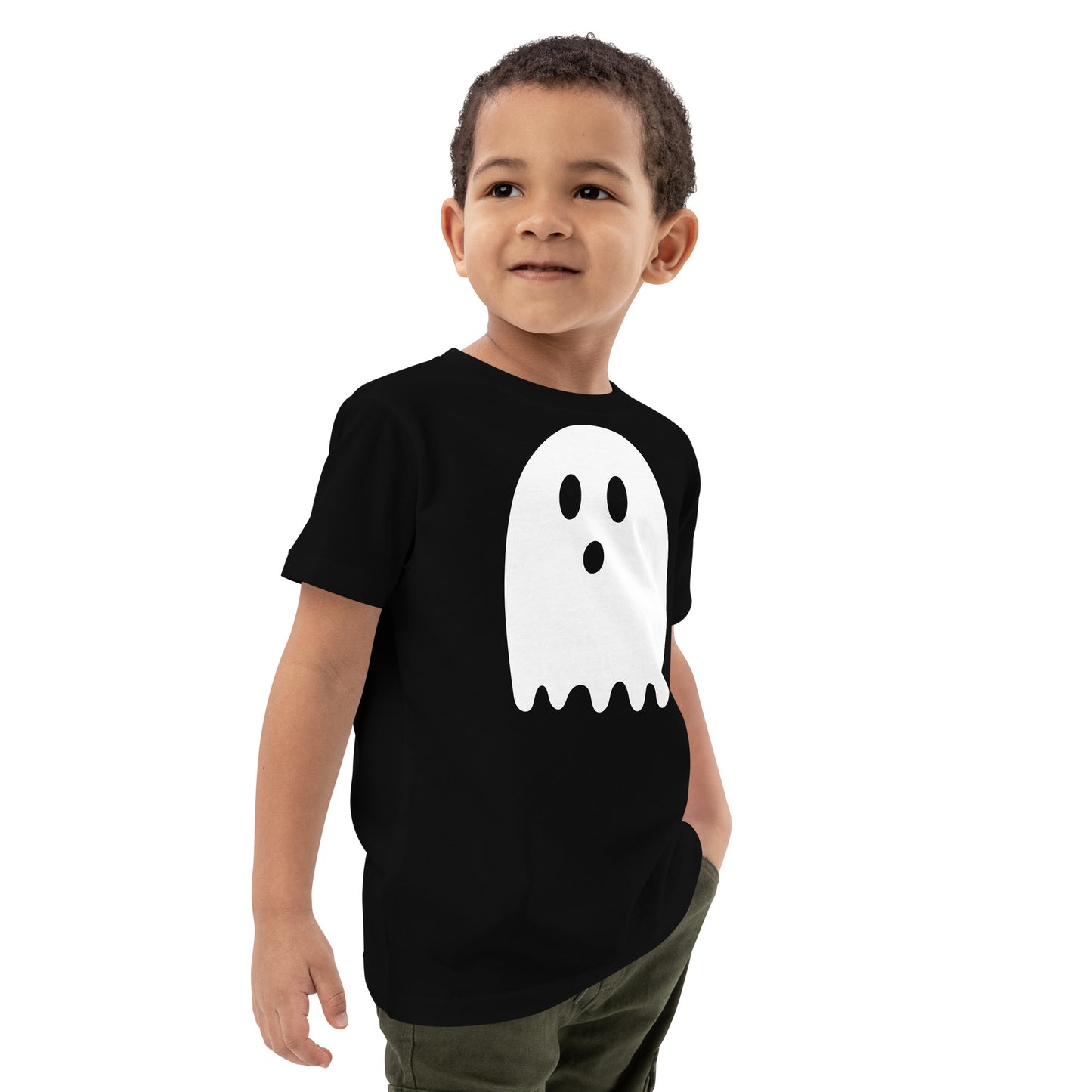 Organic cotton kids t-shirt - Halloween Ghost Black T-Shirt